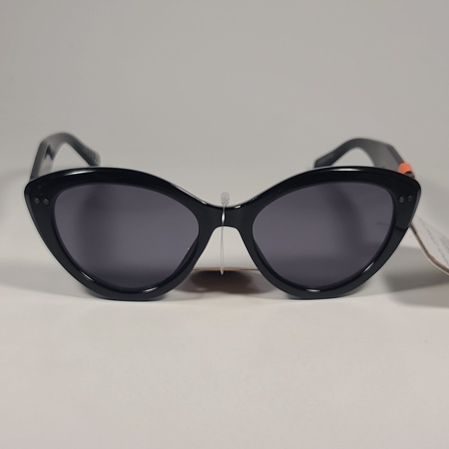 French Connection FC 25 62 Cat Eye Sunglasses Shiny Black Frame Solid Gray Lens - Sunglasses