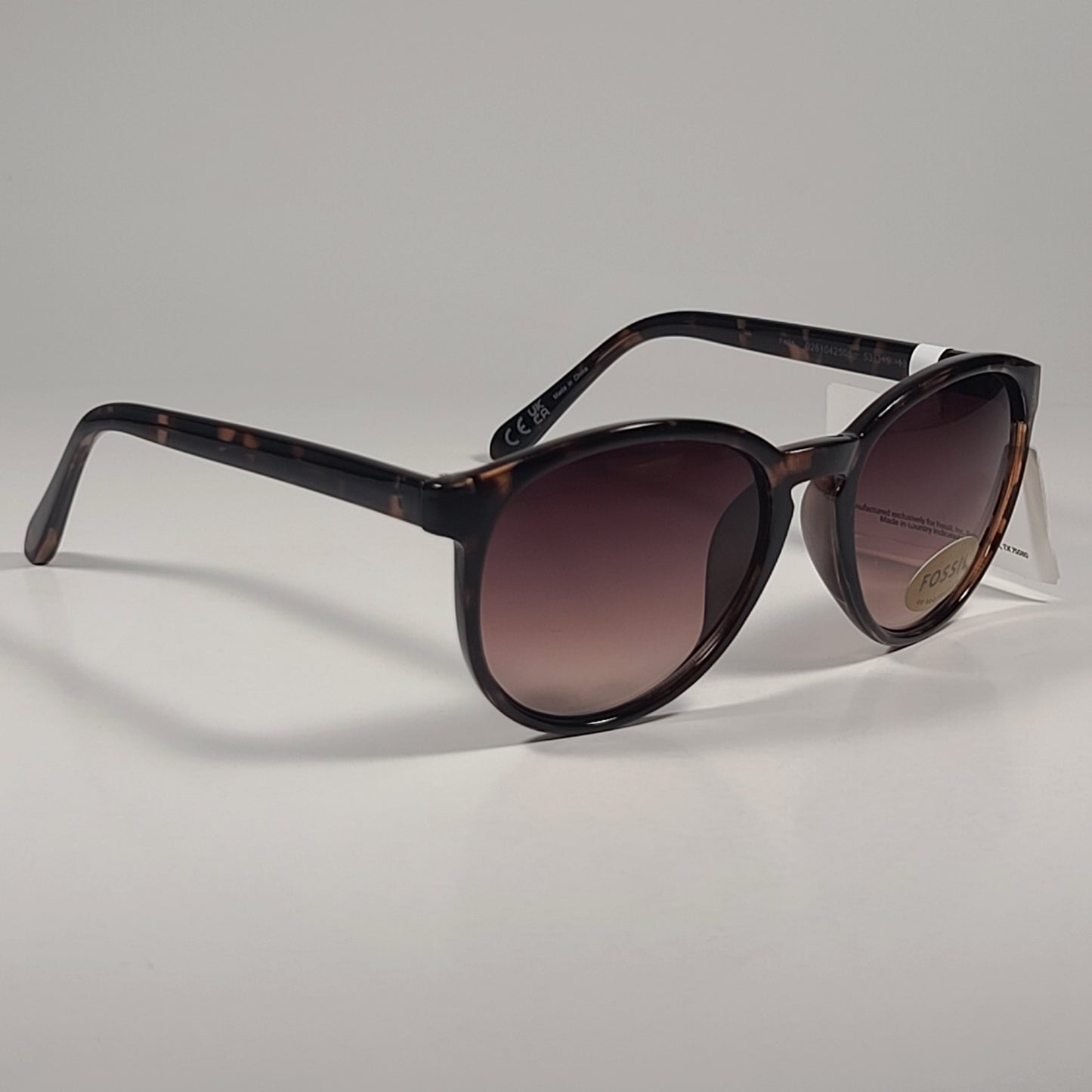 Fossil FW95 Aviator Keyhole Sunglasses Brown Tortoise Frame Brown Gradient Lens - Sunglasses