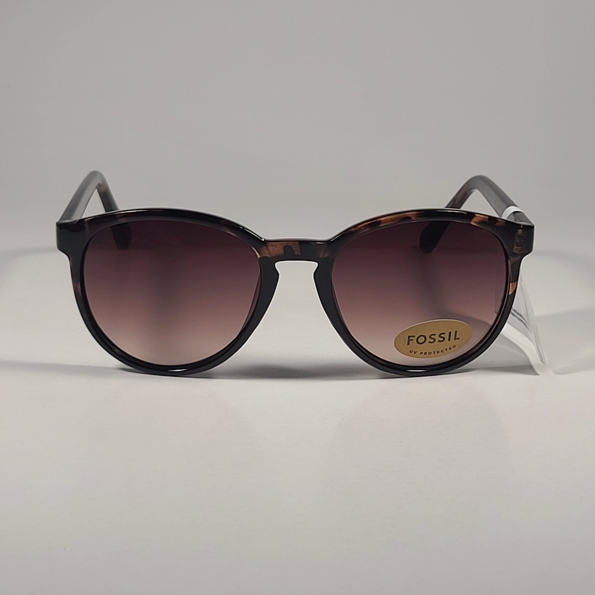 Fossil FW95 Aviator Keyhole Sunglasses Brown Tortoise Frame Brown Gradient Lens - Sunglasses