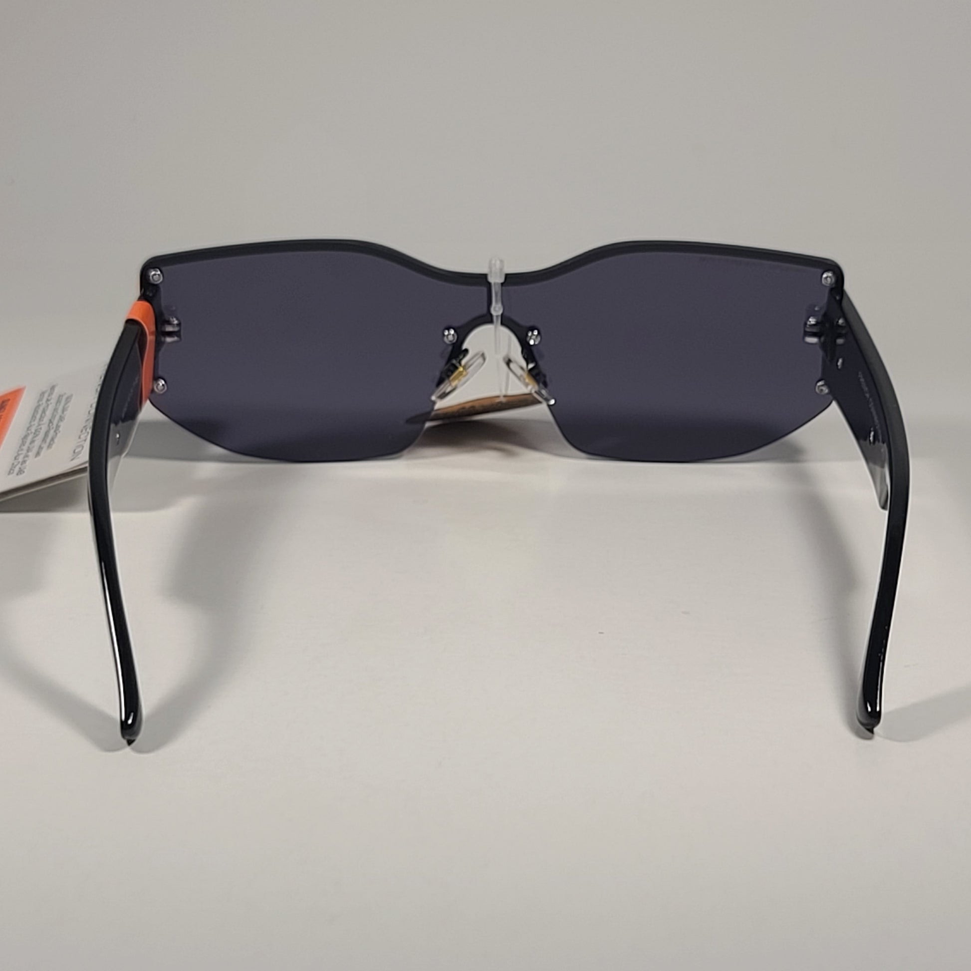 French Connection FC 25 77 Shield Sunglasses Shiny Black Frame Solid Gray Lens - Sunglasses