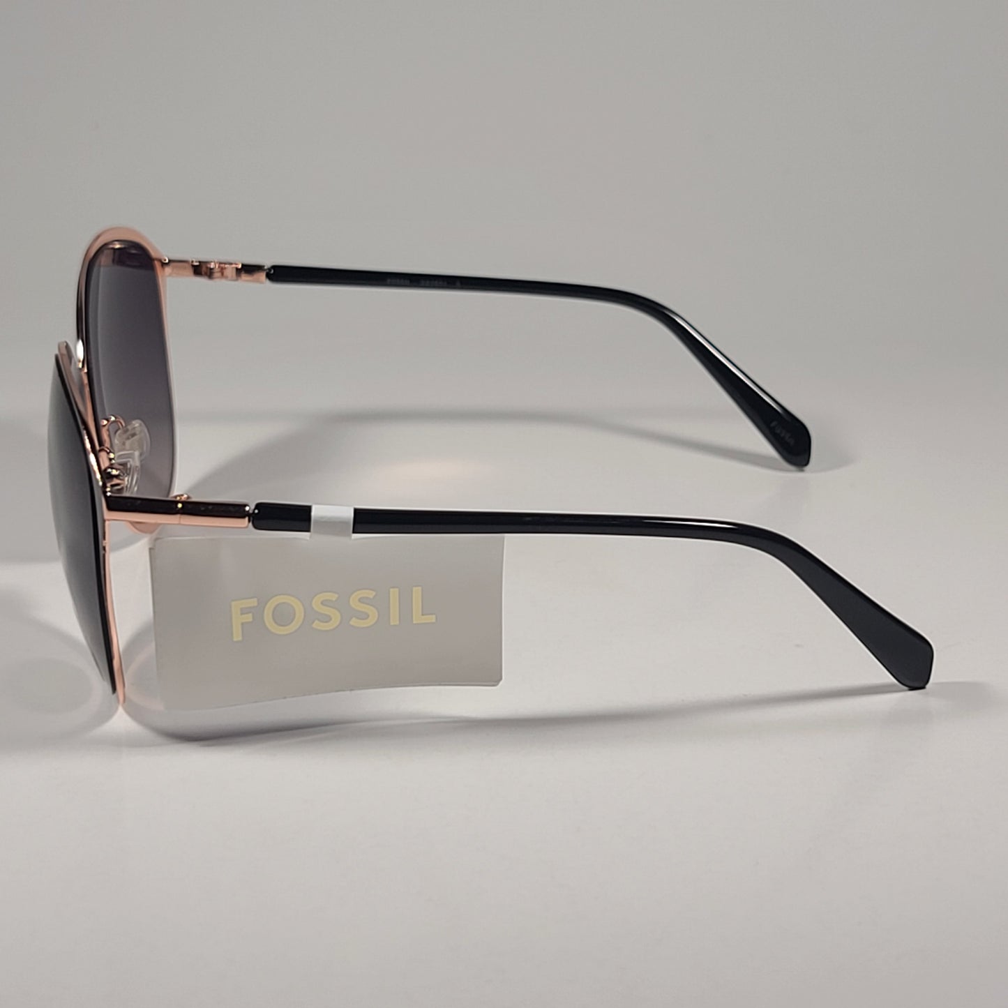 Fossil FW174 Cat Eye Sunglasses Black Gold Frame Smoke Gradient Lens 62mm - Sunglasses