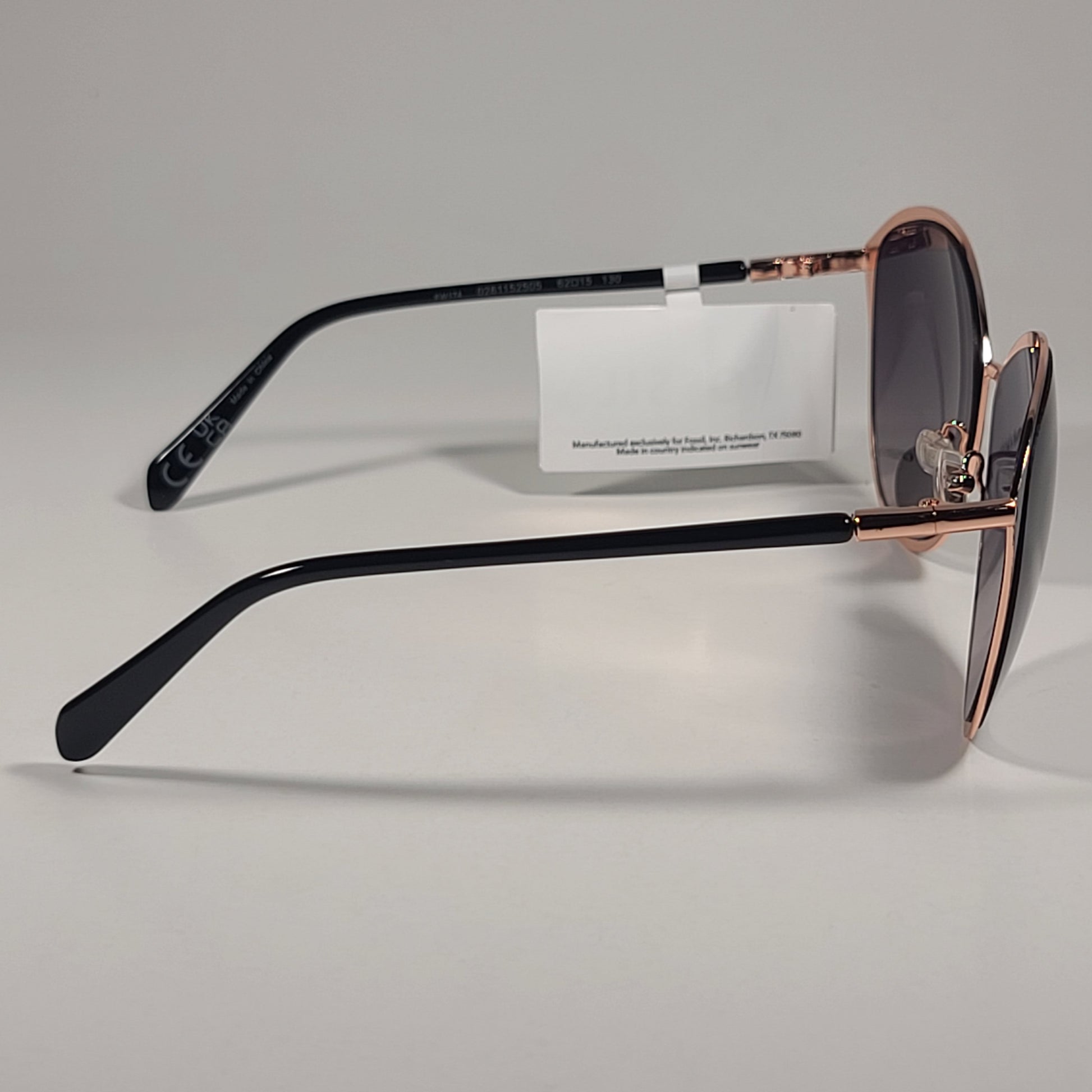 Fossil FW174 Cat Eye Sunglasses Black Gold Frame Smoke Gradient Lens 62mm - Sunglasses