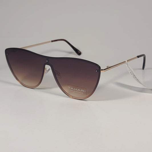 Tahari Rimless Shield Sunglasses Gold Tortoise Brown Gradient Lens TH871 GLDTS - Sunglasses