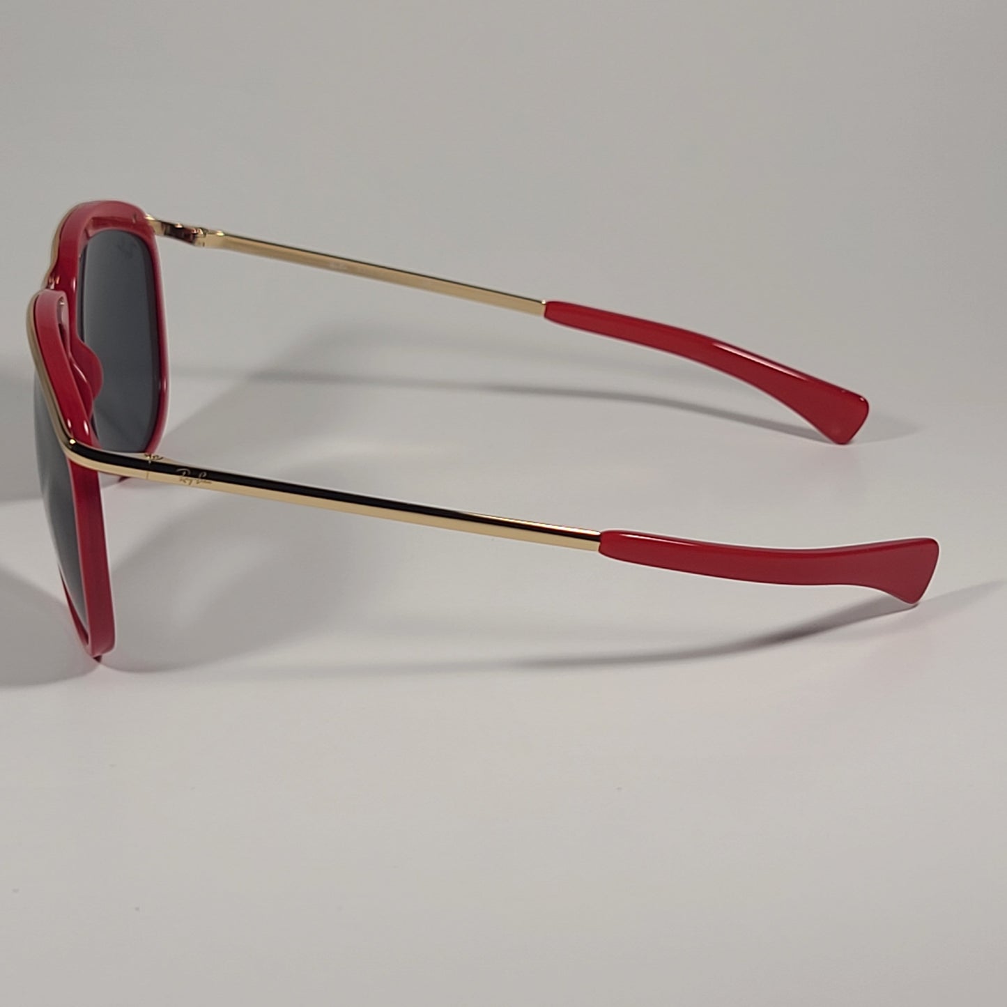 Ray-Ban RB2219 1243/R5 Olympian Aviator Sunglasses Red Gold Frame Blue Gray Lens - Sunglasses