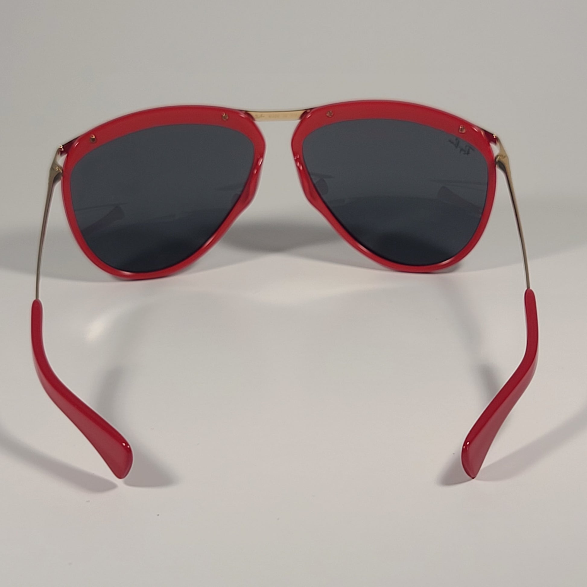 Ray-Ban RB2219 1243/R5 Olympian Aviator Sunglasses Red Gold Frame Blue Gray Lens - Sunglasses