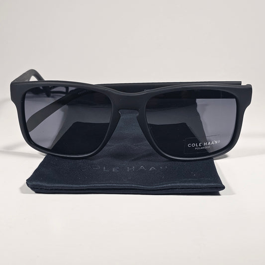 Cole Haan CH8035 001 Polarized Rectangle Sunglasses Matte Black Gray Lens - Sunglasses