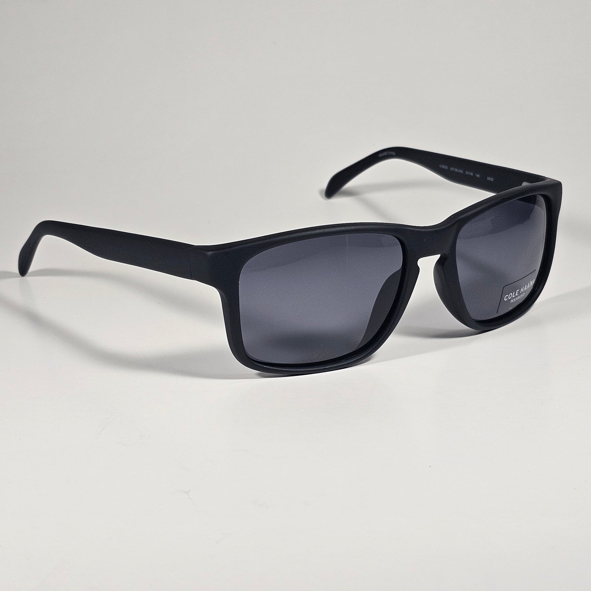 Cole Haan CH8035 001 Polarized Rectangle Sunglasses Matte Black Gray Lens - Sunglasses