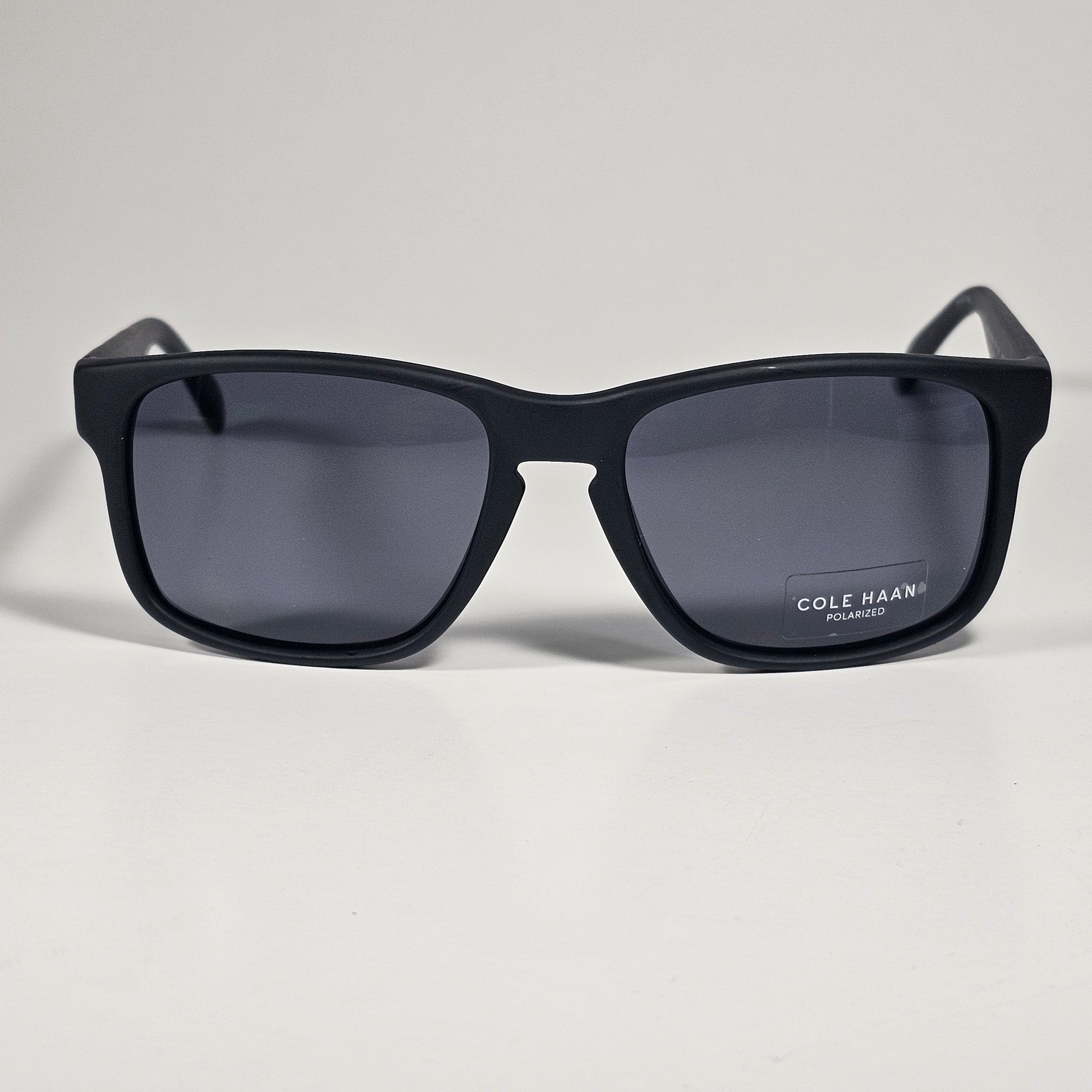 Cole Haan CH8035 001 Polarized Rectangle Sunglasses Matte Black Gray Lens - Sunglasses