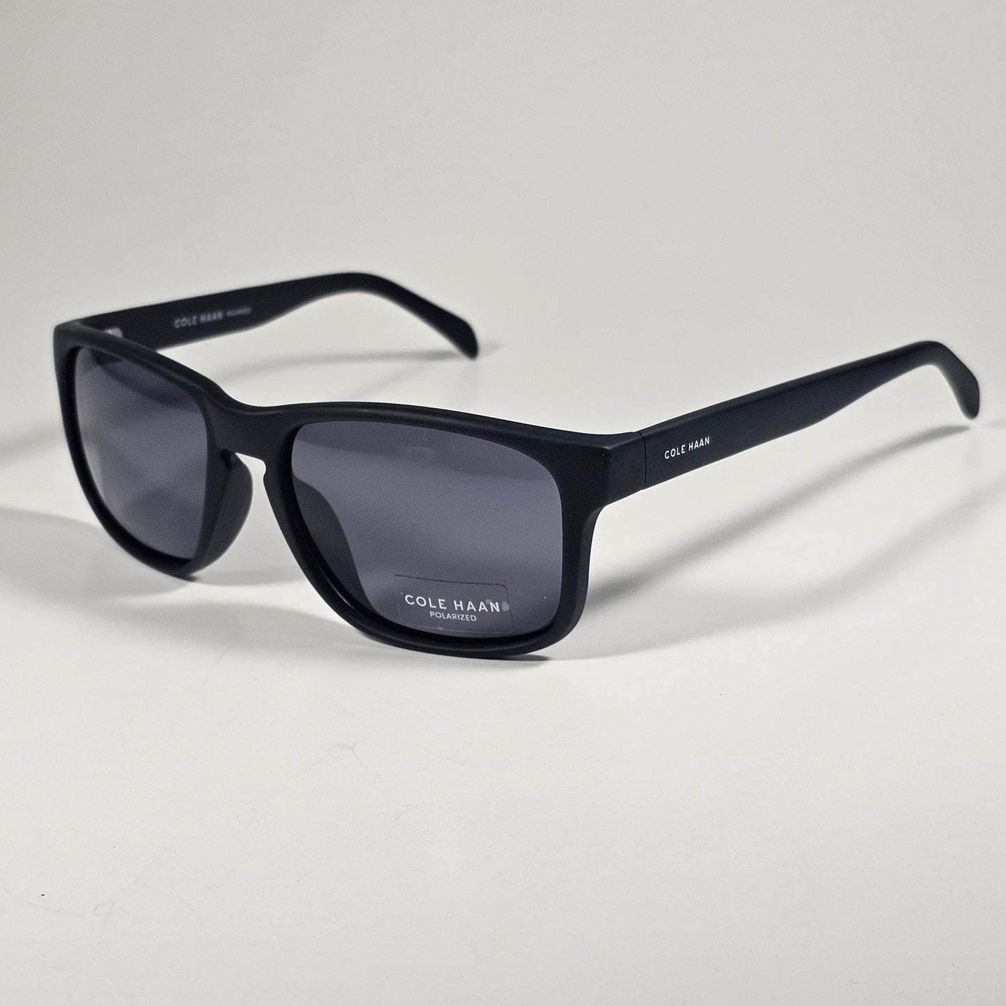 Cole Haan CH8035 001 Polarized Rectangle Sunglasses Matte Black Gray Lens - Sunglasses