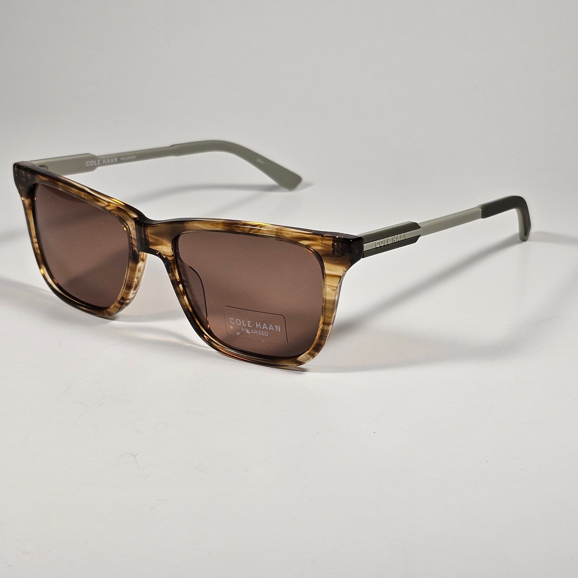 Cole Haan CH6086 210 Polarized Rectangle Sunglasses Brown Tortoise Brown Lens 54mm - Sunglasses