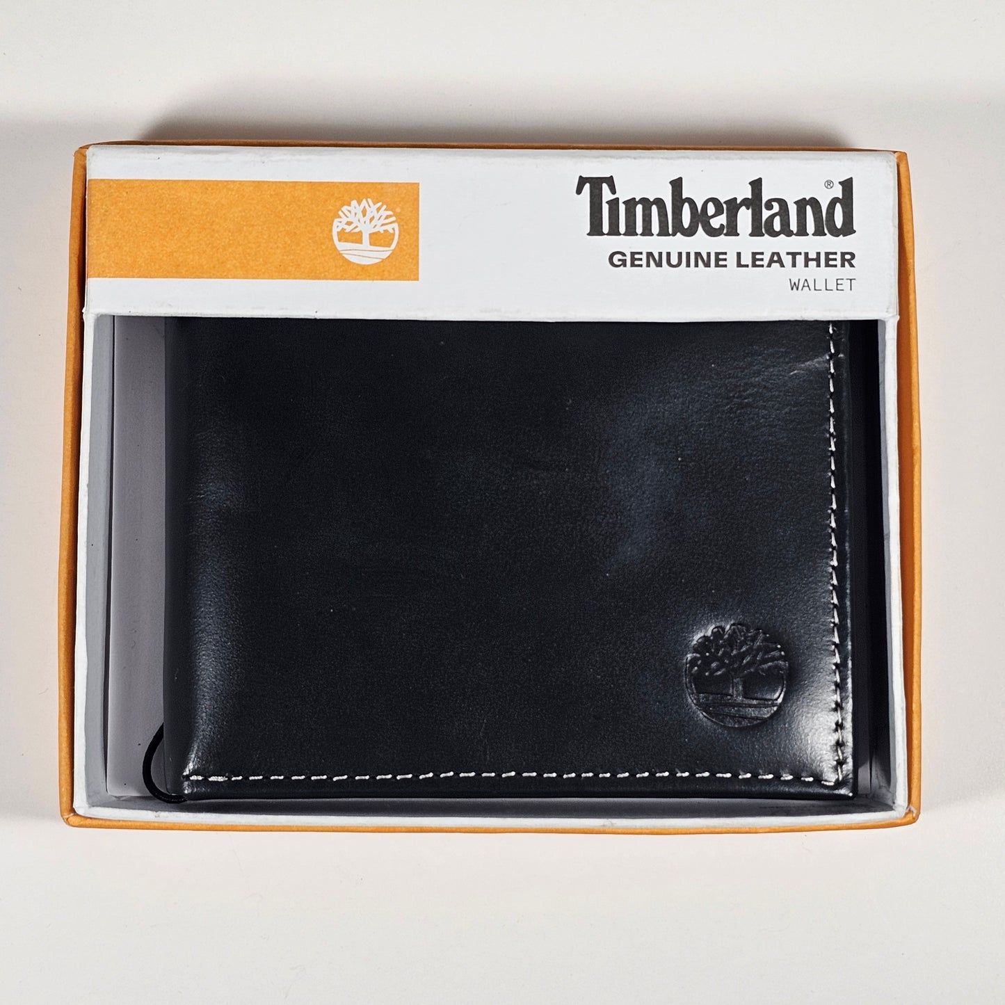 Timberland Men’s Bifold Black Stitched Genuine Leather Passcase Wallet D01387/08 - Wallets