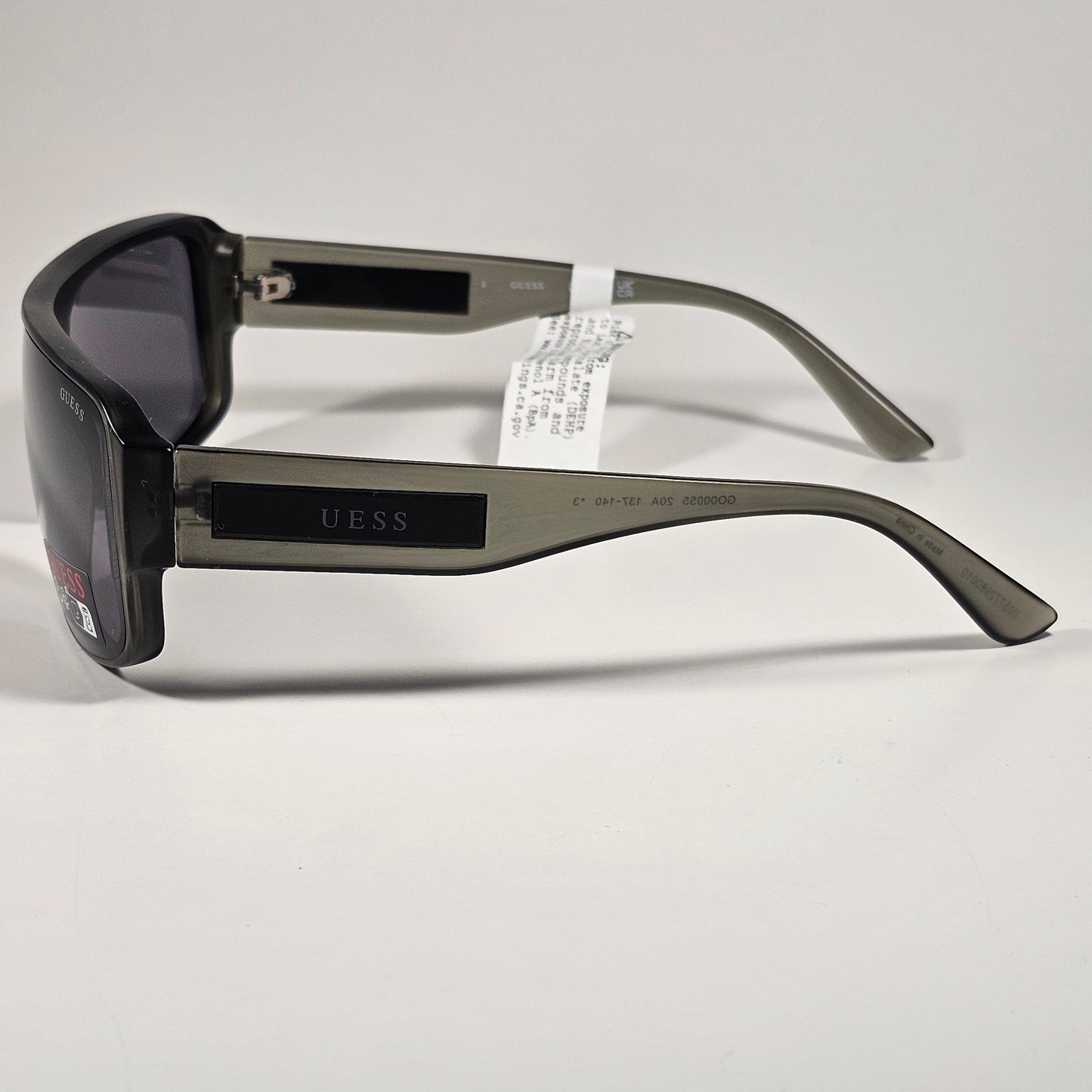 Guess GO00055 20A Rectangular Shield Wrap Sunglasses Gray Crystal And Gray Lens - Sunglasses