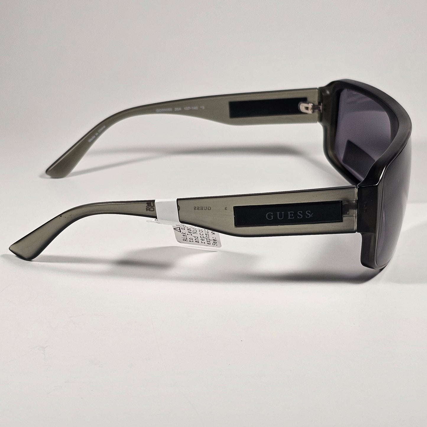 Guess GO00055 20A Rectangular Shield Wrap Sunglasses Gray Crystal And Gray Lens - Sunglasses