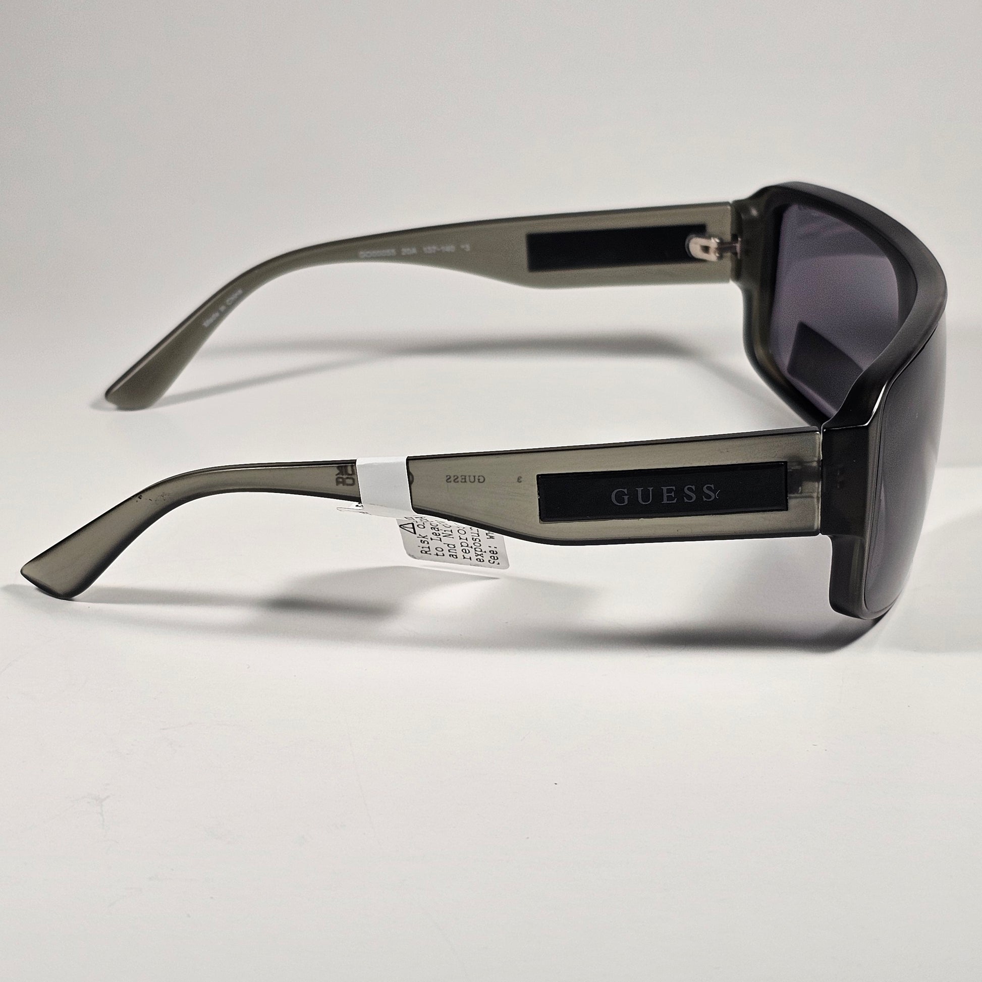 Guess GO00055 20A Rectangular Shield Wrap Sunglasses Gray Crystal And Gray Lens - Sunglasses