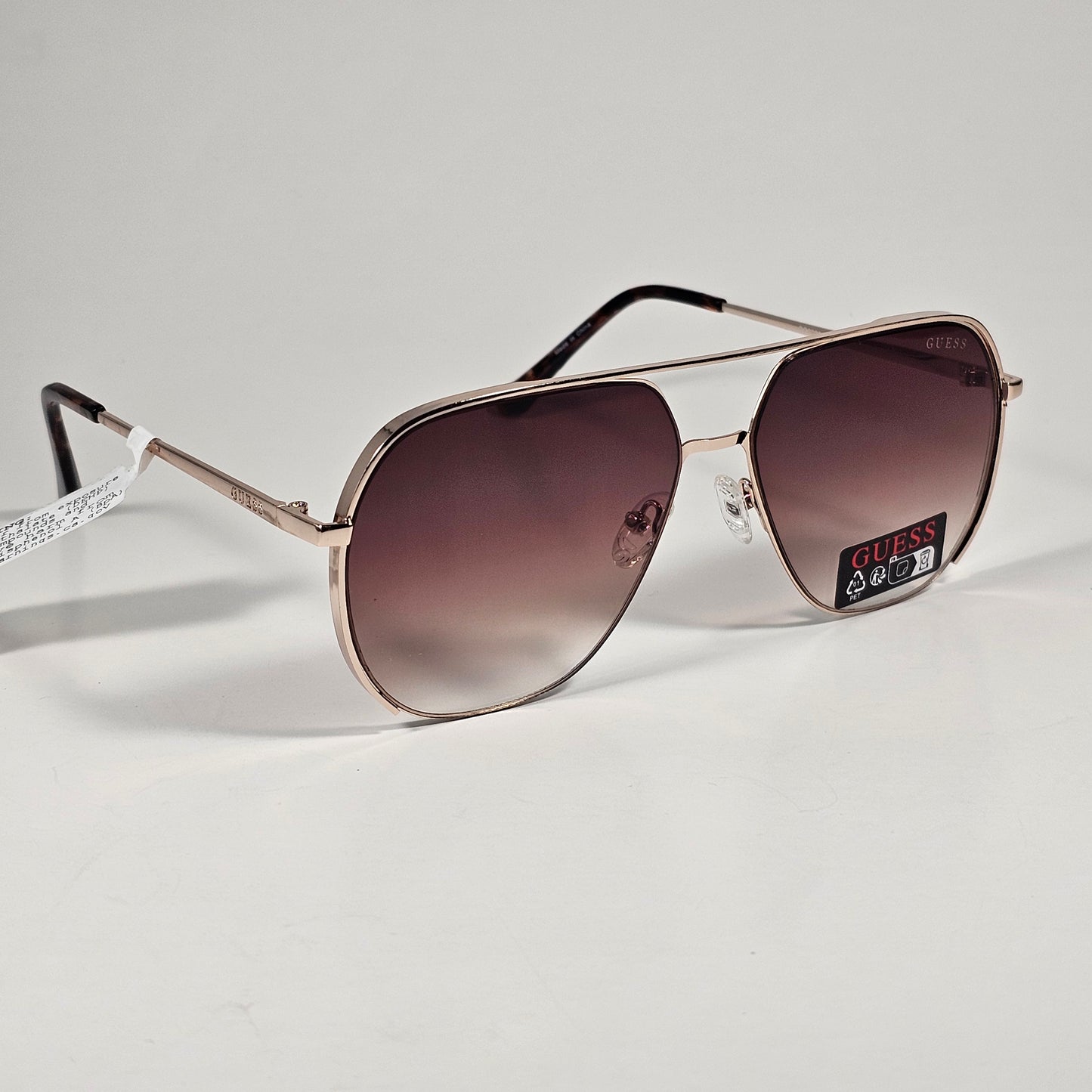 Guess GO00064 32F Pilot Sunglasses Gold Frame Brown Gradient Lens 61mm - Sunglasses