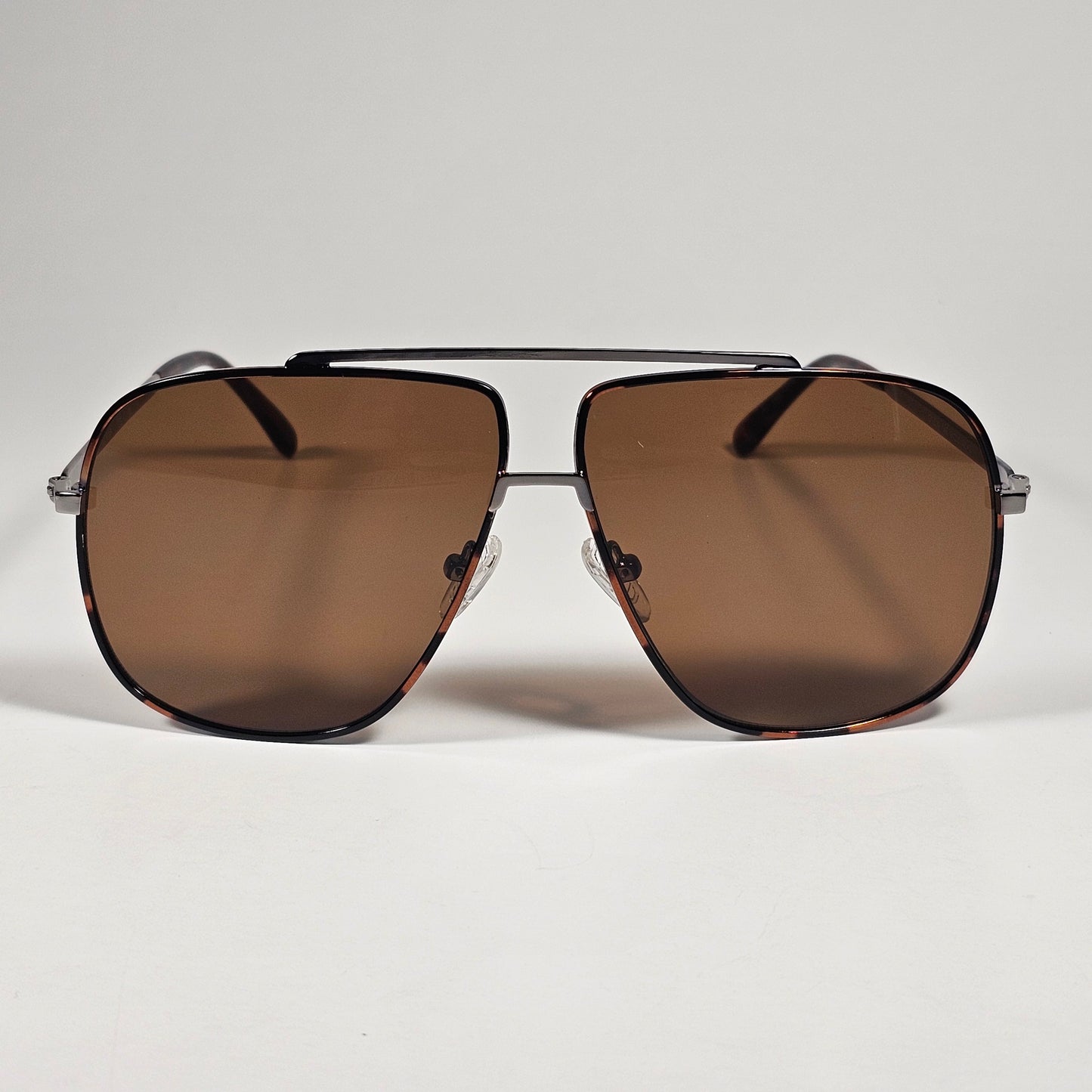 Guess GF0239 14E Pilot Sunglasses Gunmetal Gray Ruthenium Frame Brown Lens 61mm - Sunglasses