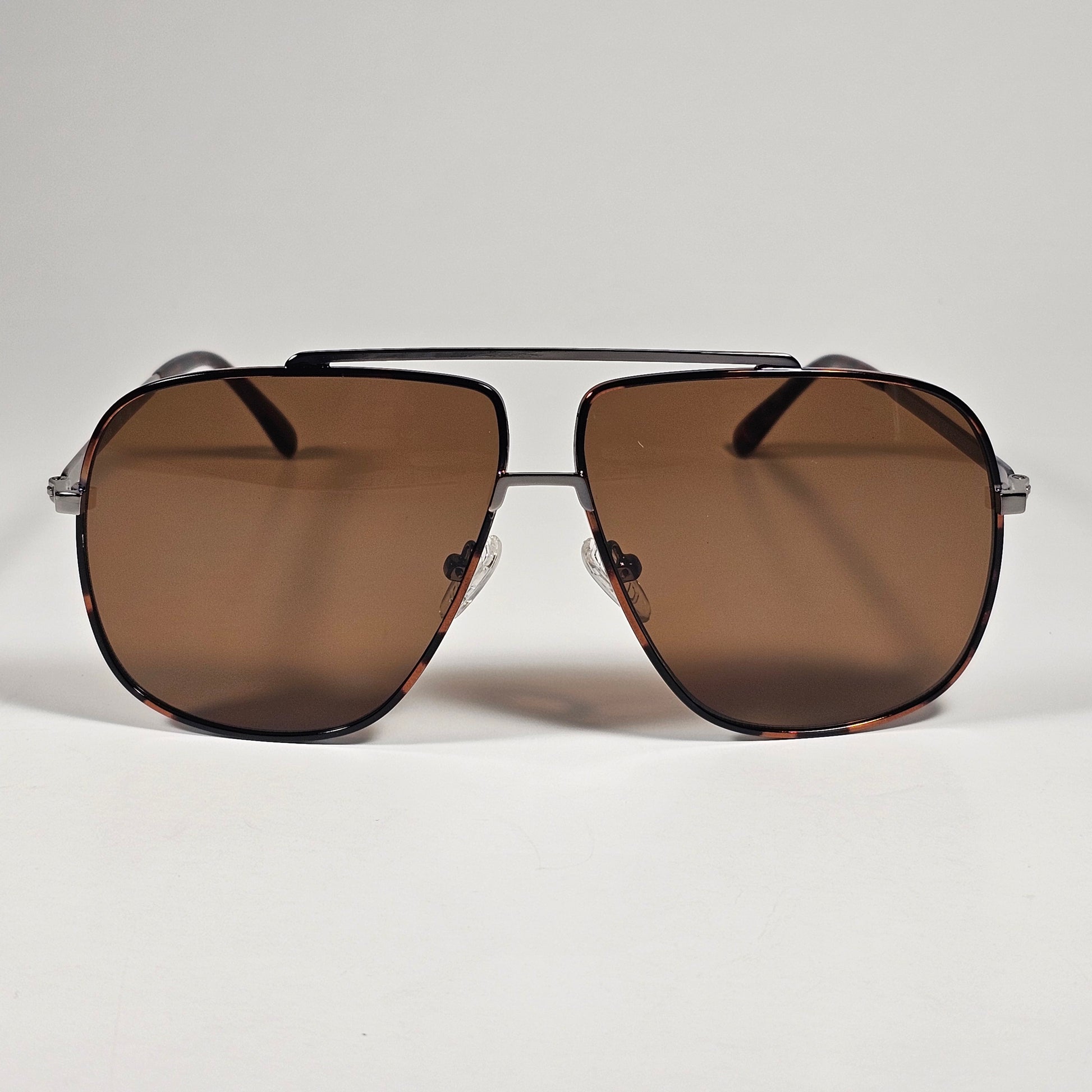 Guess GF0239 14E Pilot Sunglasses Gunmetal Gray Ruthenium Frame Brown Lens 61mm - Sunglasses