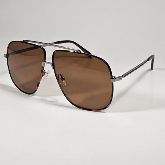 Guess GF0239 14E Pilot Sunglasses Gunmetal Gray Ruthenium Frame Brown Lens 61mm - Sunglasses