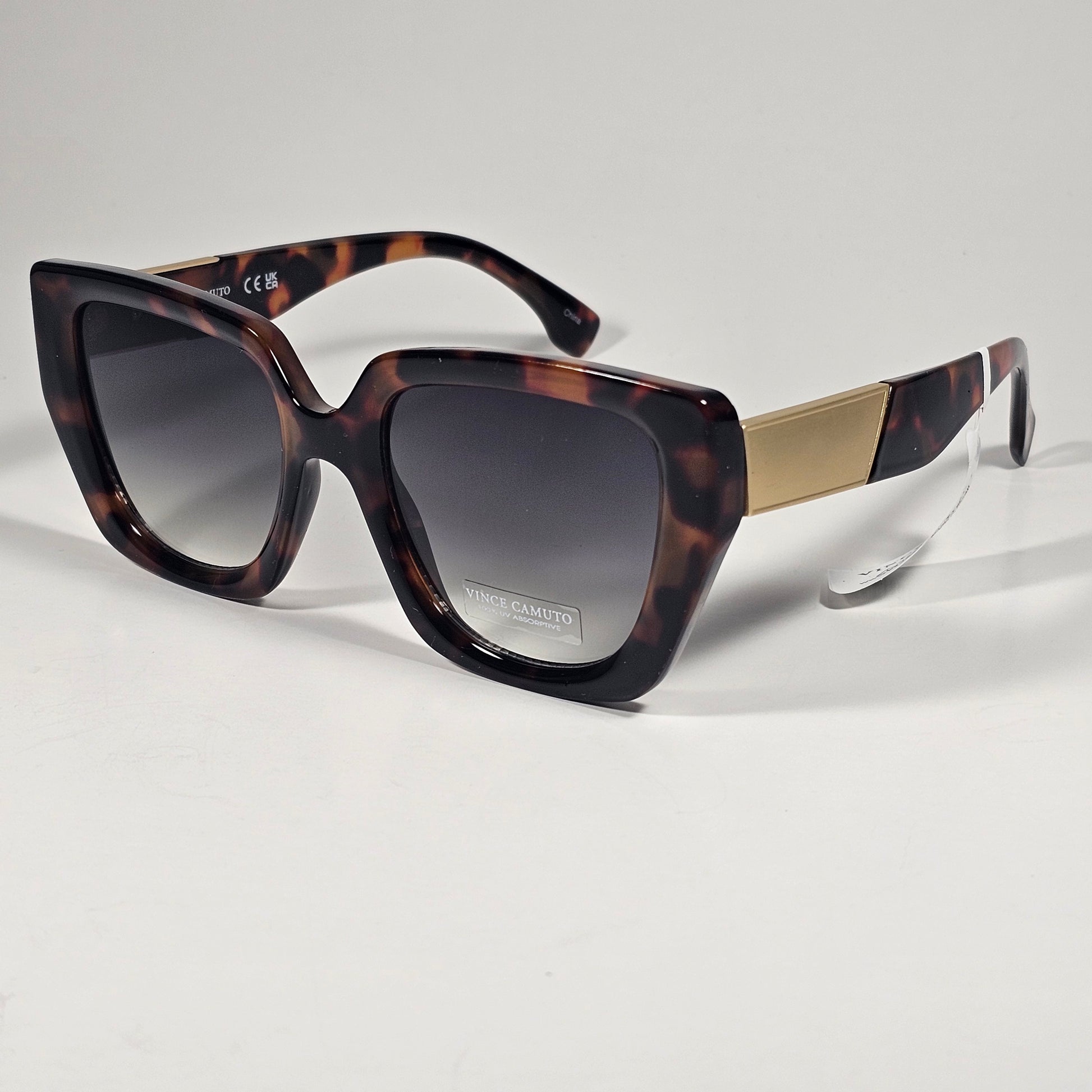 Vince Camuto VC1136 TS Cat Eye Sunglasses Brown Tortoise Gold Gray Gradient Lens - Sunglasses