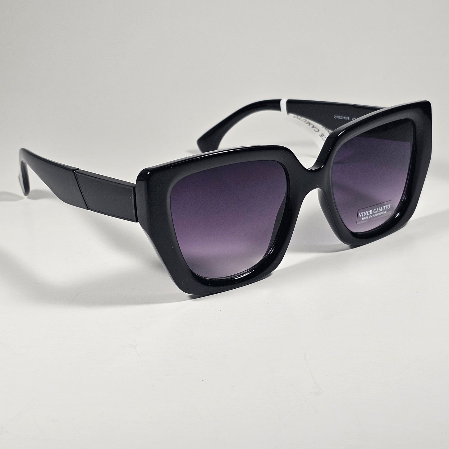 Vince Camuto VC1136 OX Cat Eye Sunglasses Shiny Black Smoke Gradient Lens - Sunglasses