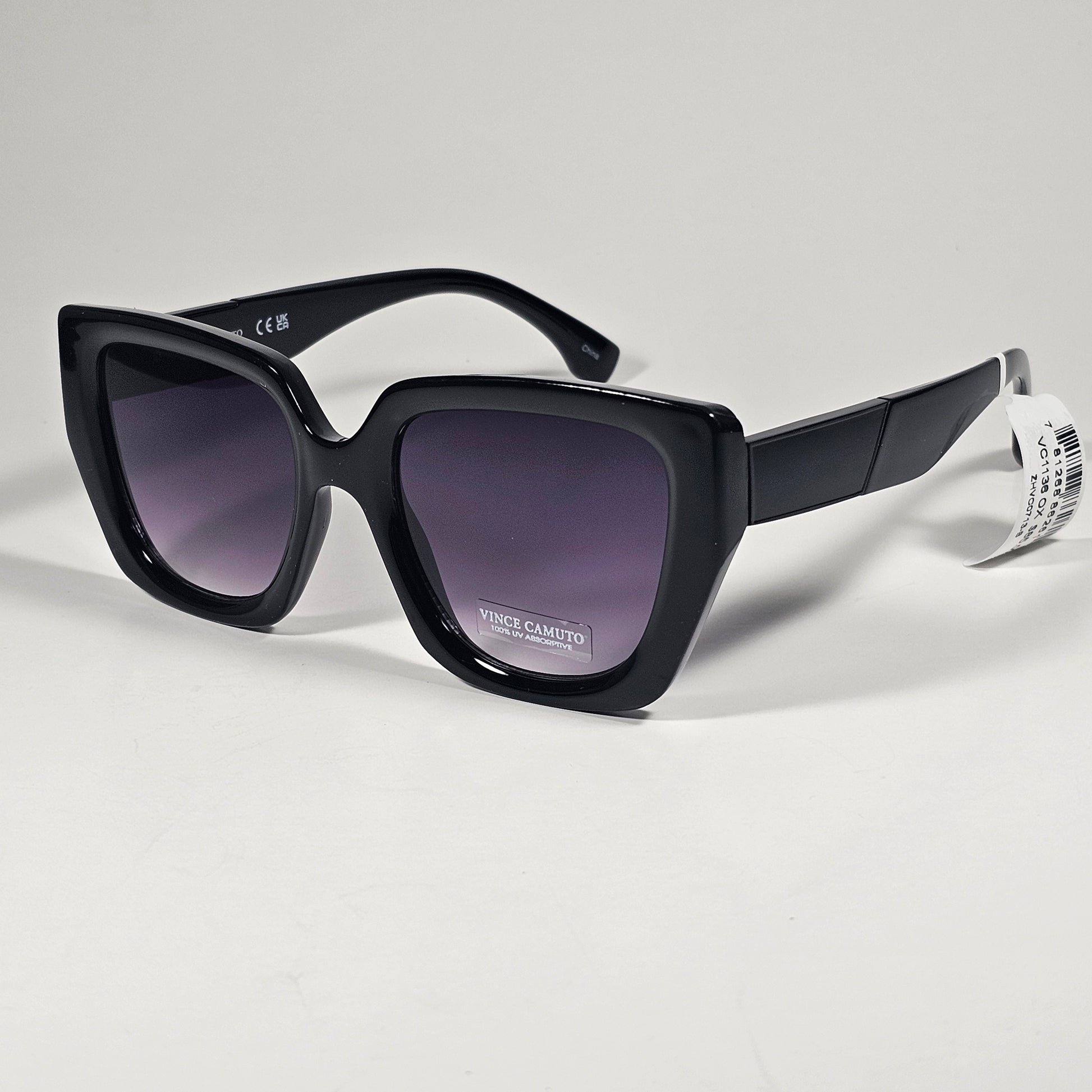 Vince Camuto VC1136 OX Cat Eye Sunglasses Shiny Black Smoke Gradient Lens - Sunglasses