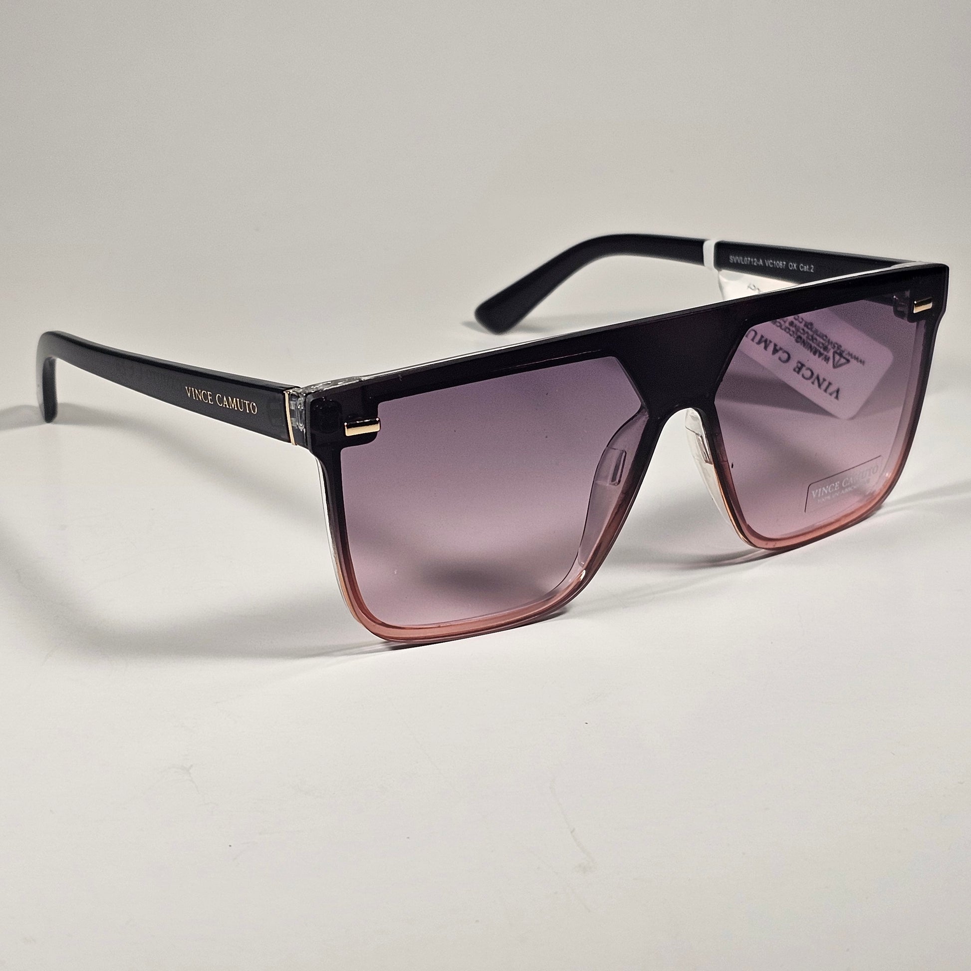Vince Camuto VC1067 OX Shield Flat Top Sunglasses Black And Pink Smoke Gradient - Sunglasses