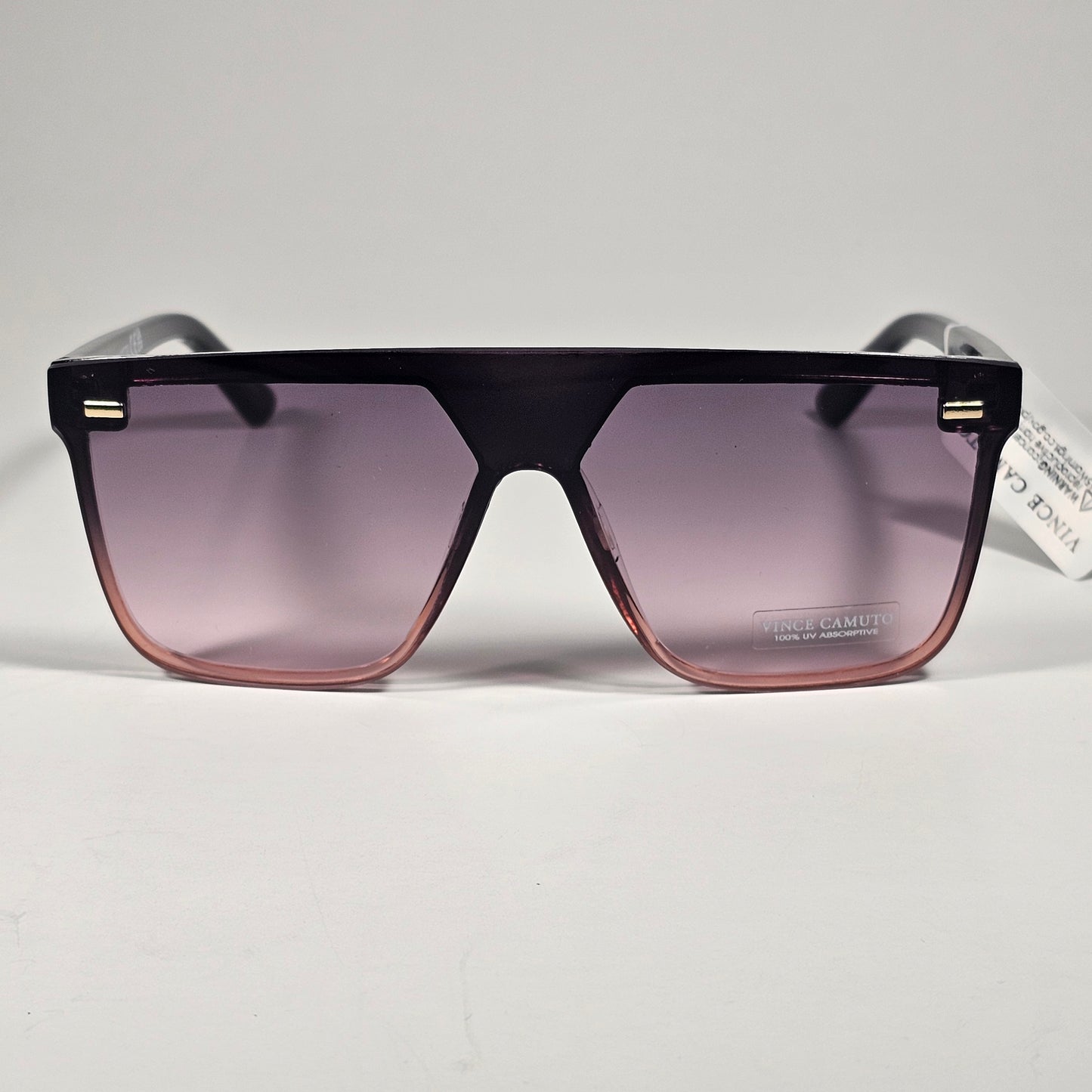 Vince Camuto VC1067 OX Shield Flat Top Sunglasses Black And Pink Smoke Gradient - Sunglasses