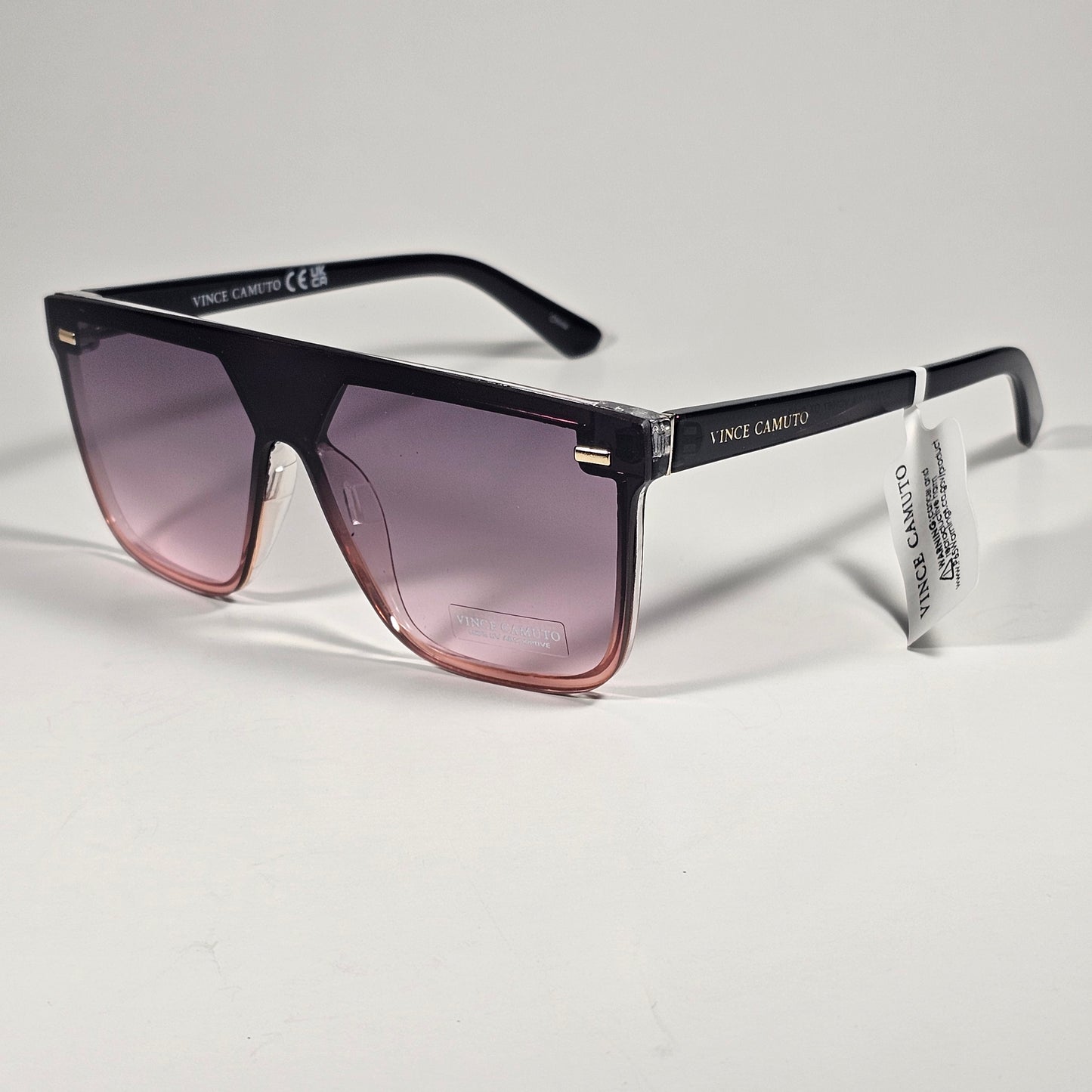 Vince Camuto VC1067 OX Shield Flat Top Sunglasses Black And Pink Smoke Gradient - Sunglasses