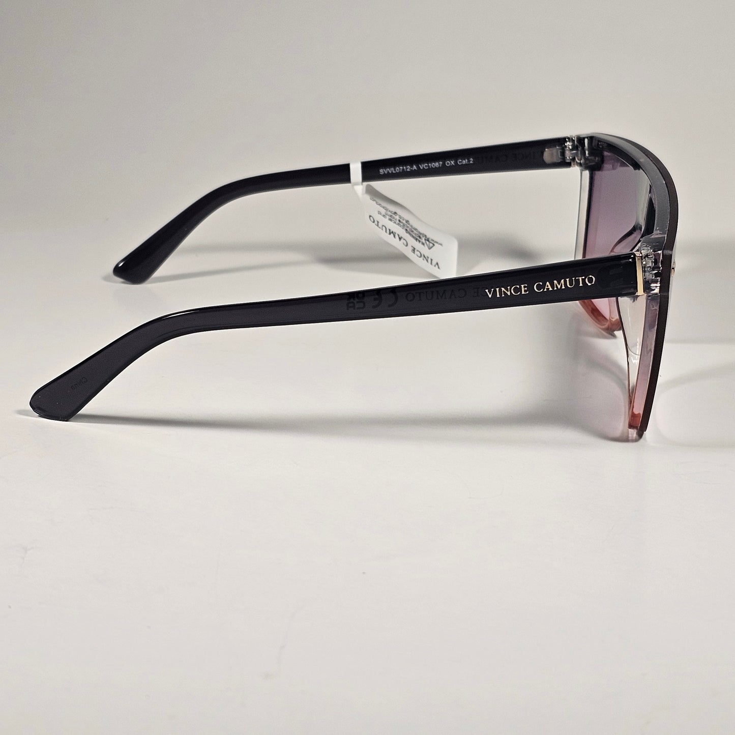 Vince Camuto VC1067 OX Shield Flat Top Sunglasses Black And Pink Smoke Gradient - Sunglasses