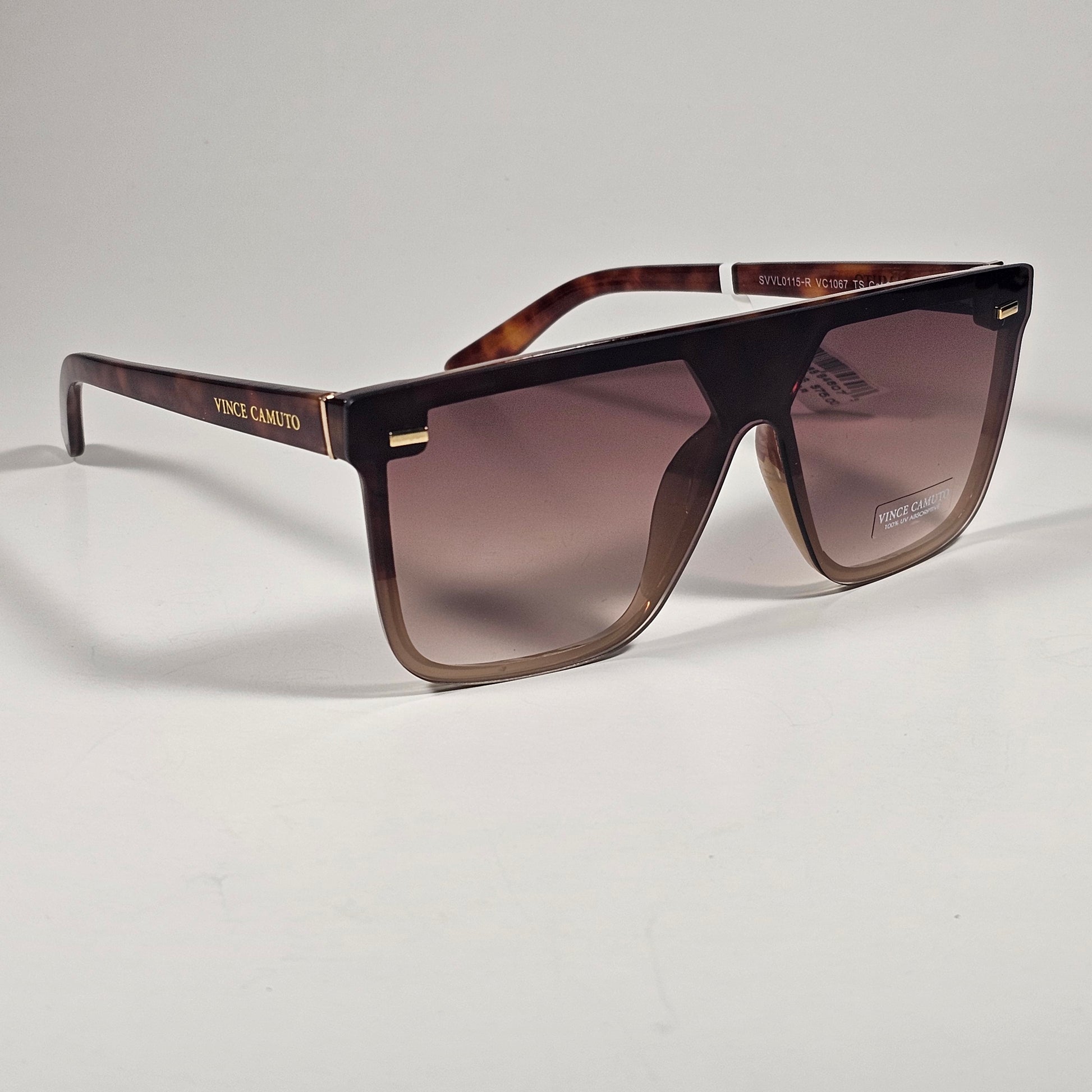 Vince Camuto VC1067 TS Shield Flat Top Sunglasses Brown Tortoise Brown Gradient - Sunglasses