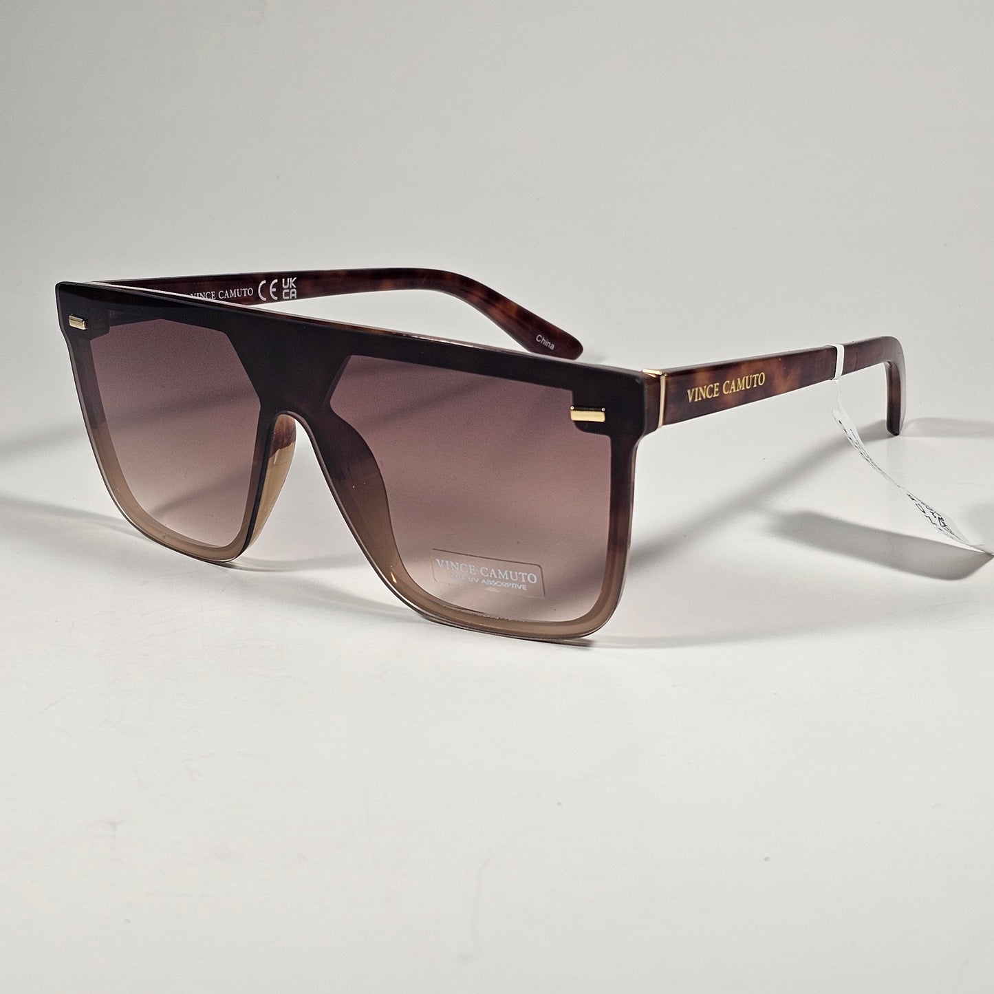 Vince Camuto VC1067 TS Shield Flat Top Sunglasses Brown Tortoise Brown Gradient - Sunglasses