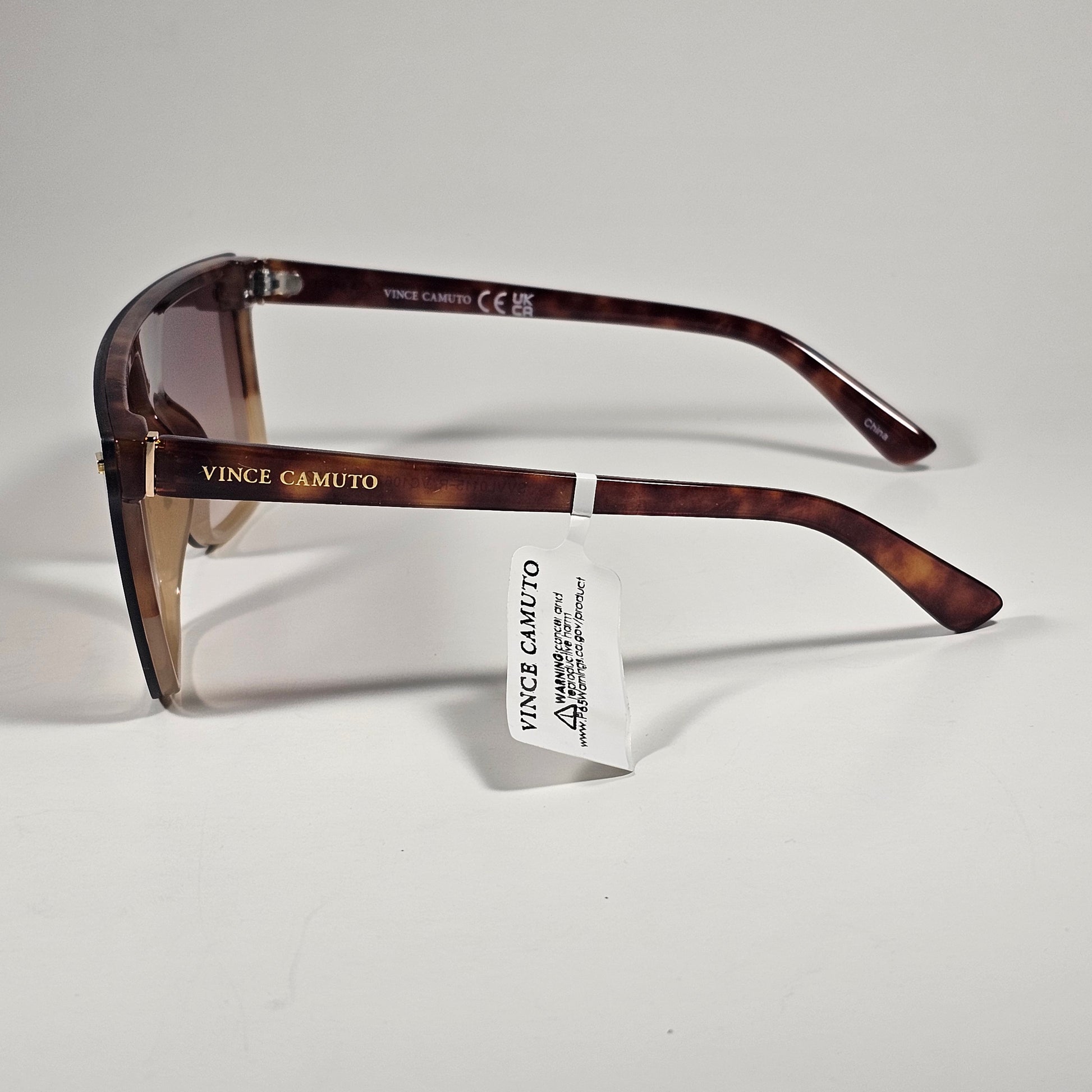 Vince Camuto VC1067 TS Shield Flat Top Sunglasses Brown Tortoise Brown Gradient - Sunglasses