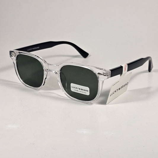 Lucky Brand LB59014 5JB G15 Rectangular Sunglasses Black And Crystal Frame Green Tinted Lens - Sunglasses
