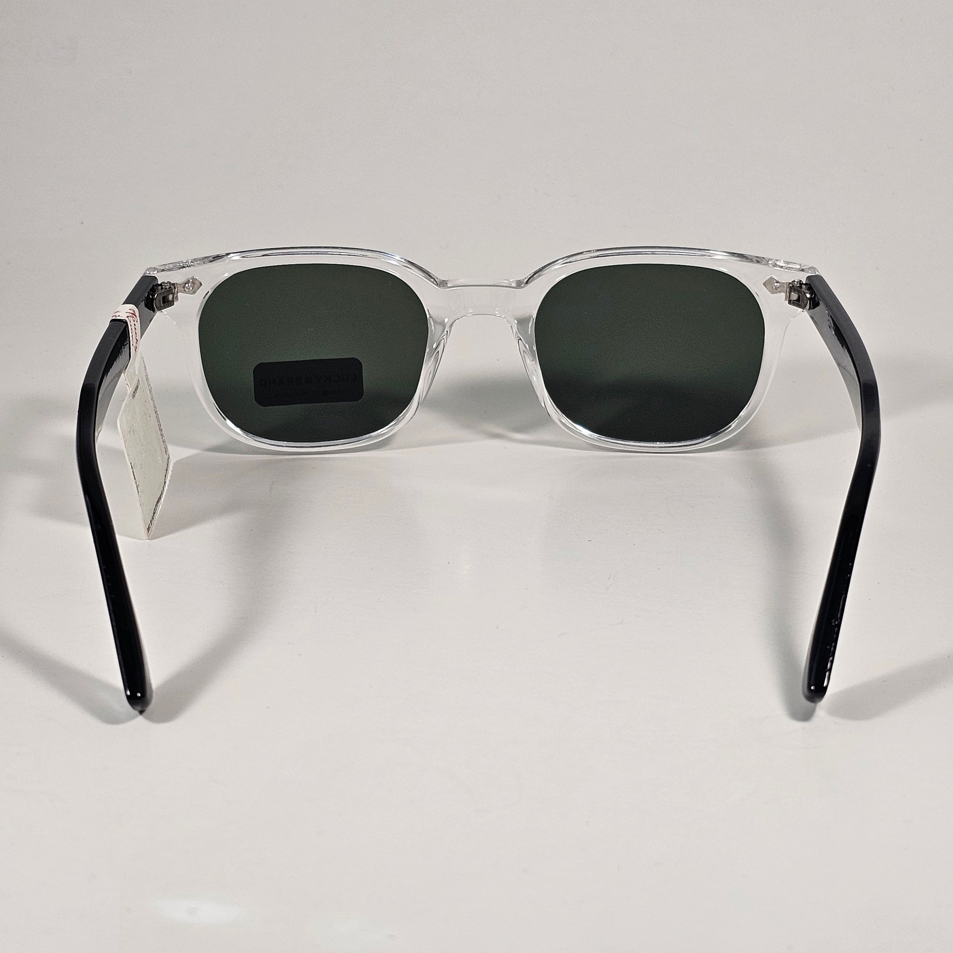 Lucky Brand LB59014 5JB G15 Rectangular Sunglasses Black And Crystal Frame Green Tinted Lens - Sunglasses