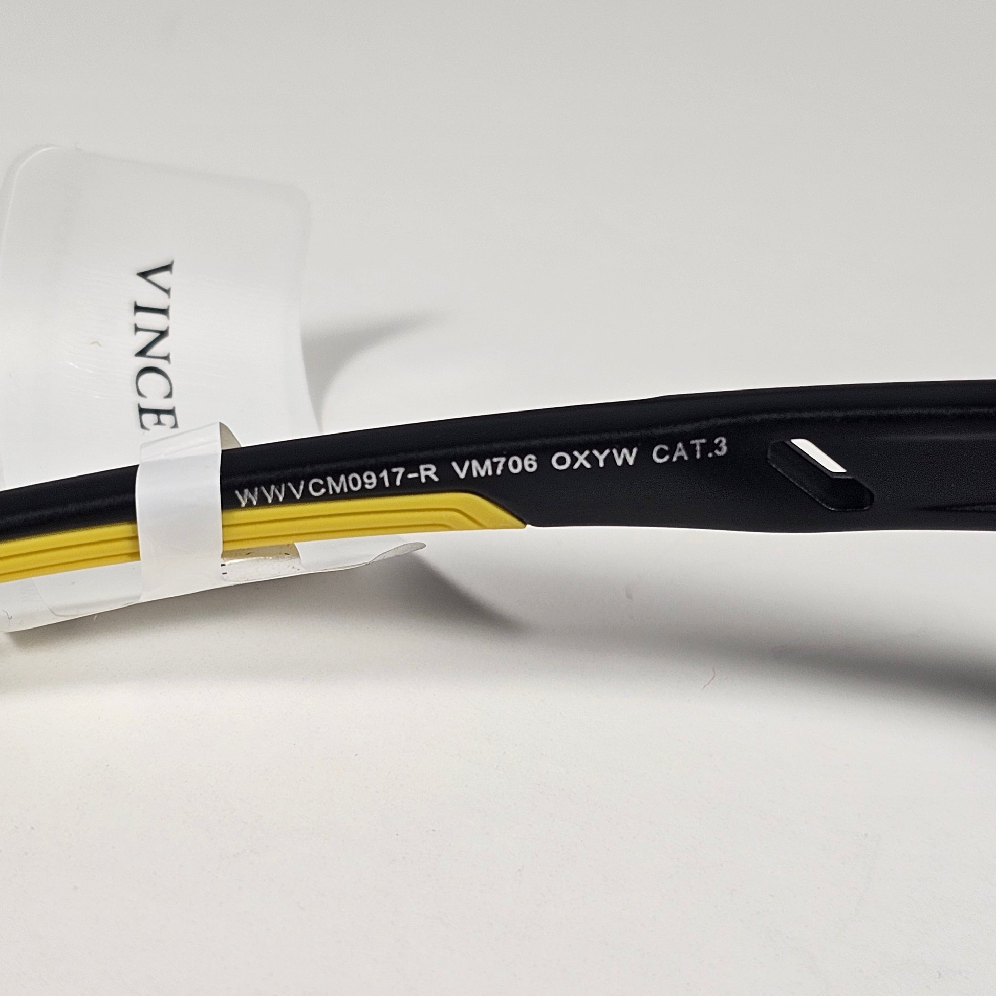 Vince Camuto VM706 OXYW Shield Sunglasses Black Yellow Frame Blue Orange Yellow Mirror Lens - Sunglasses