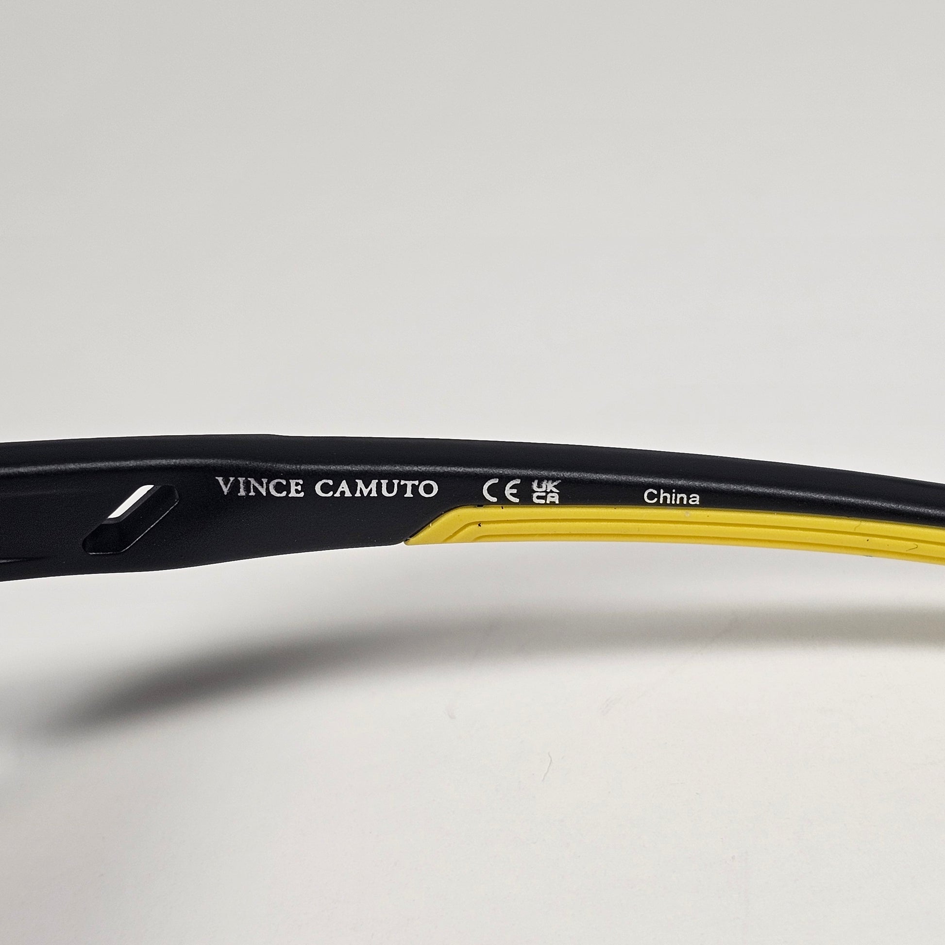 Vince Camuto VM706 OXYW Shield Sunglasses Black Yellow Frame Blue Orange Yellow Mirror Lens - Sunglasses
