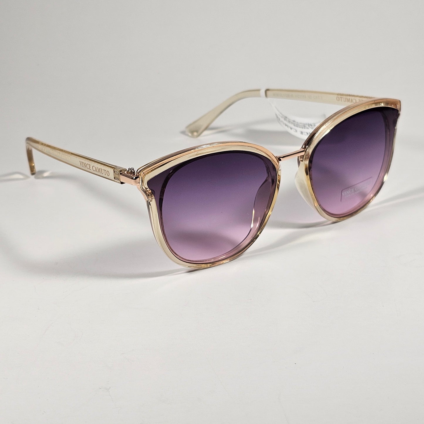 Vince Camuto VC1184 ND Cat Eye Sunglasses Nude Crystal Frame Purple Gradient Lens - Sunglasses