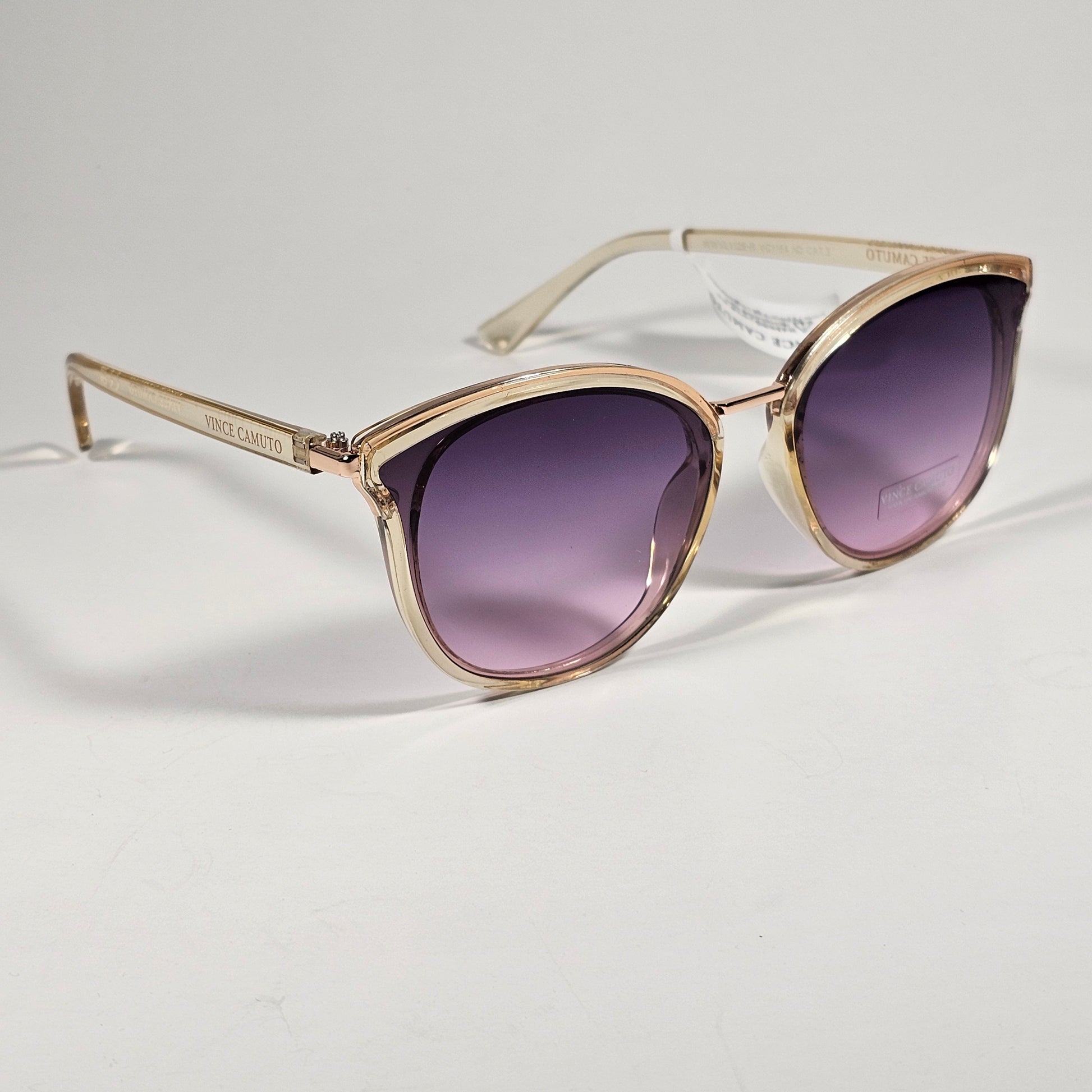 Vince Camuto VC1184 ND Cat Eye Sunglasses Nude Crystal Frame Purple Gradient Lens - Sunglasses