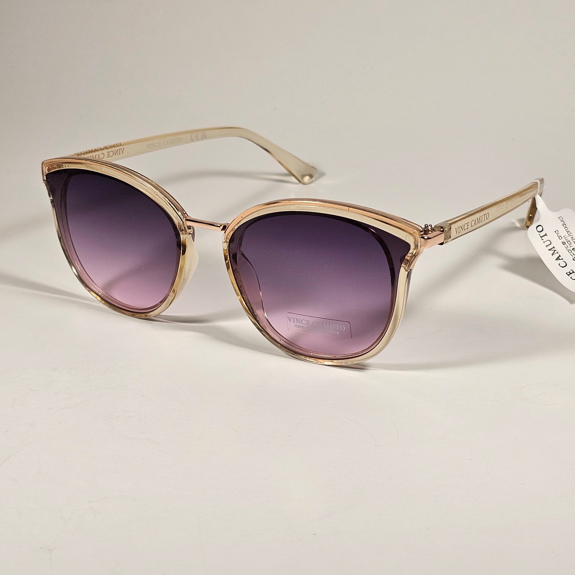 Vince Camuto VC1184 ND Cat Eye Sunglasses Nude Crystal Frame Purple Gradient Lens - Sunglasses