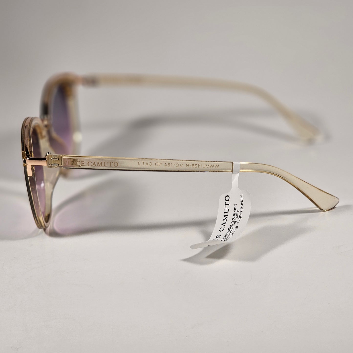 Vince Camuto VC1184 ND Cat Eye Sunglasses Nude Crystal Frame Purple Gradient Lens - Sunglasses