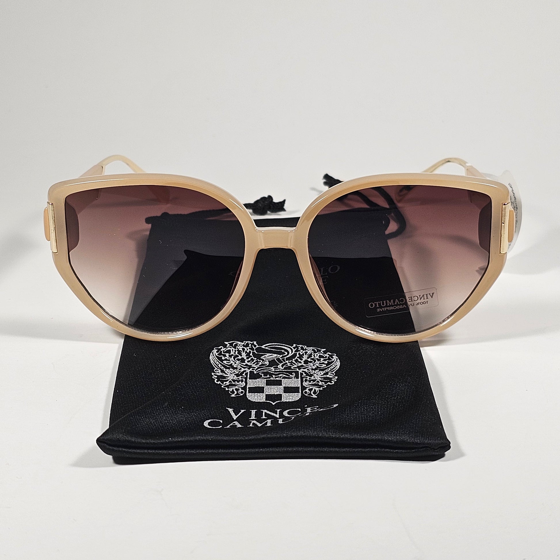 Vince Camuto VC1225 ND Cat Eye Cutoff Sunglasses Nude Gold Frame Brown Gradient Lens - Sunglasses