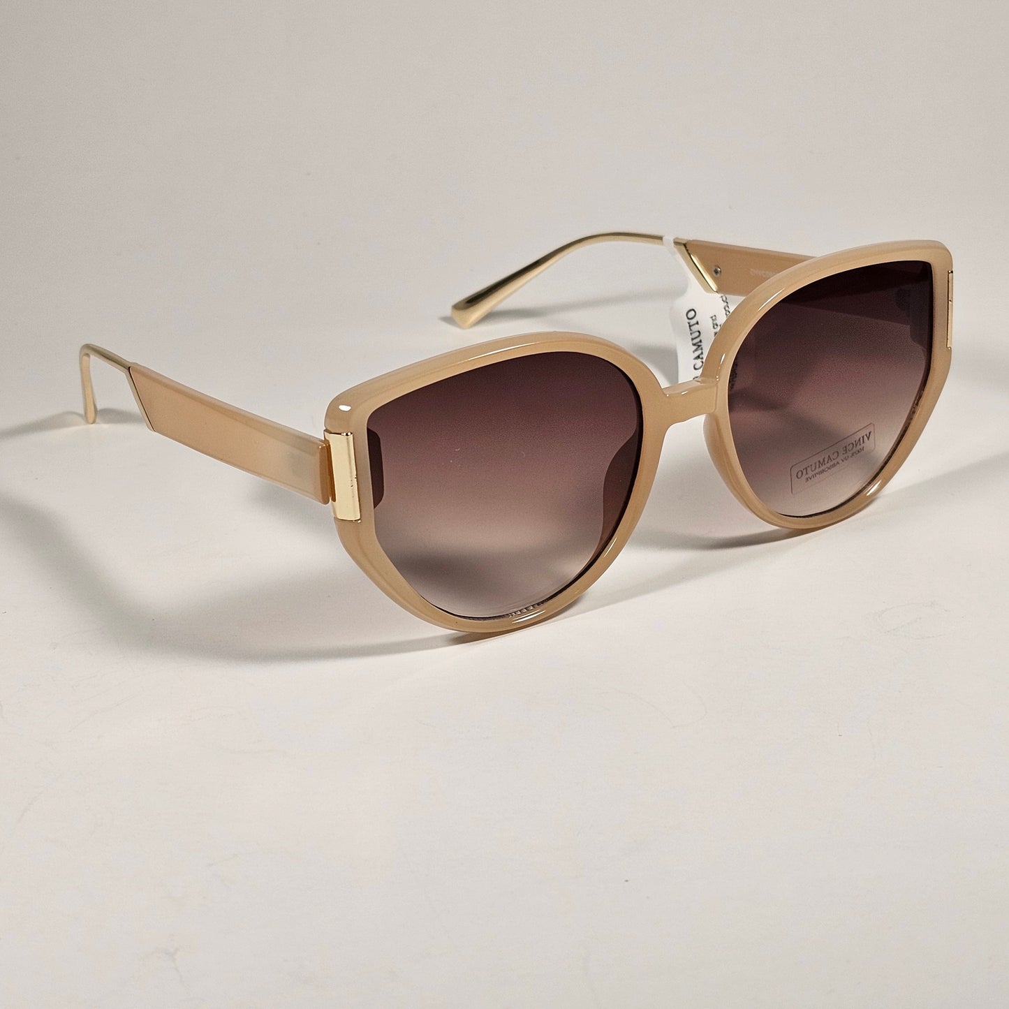 Vince Camuto VC1225 ND Cat Eye Cutoff Sunglasses Nude Gold Frame Brown Gradient Lens - Sunglasses