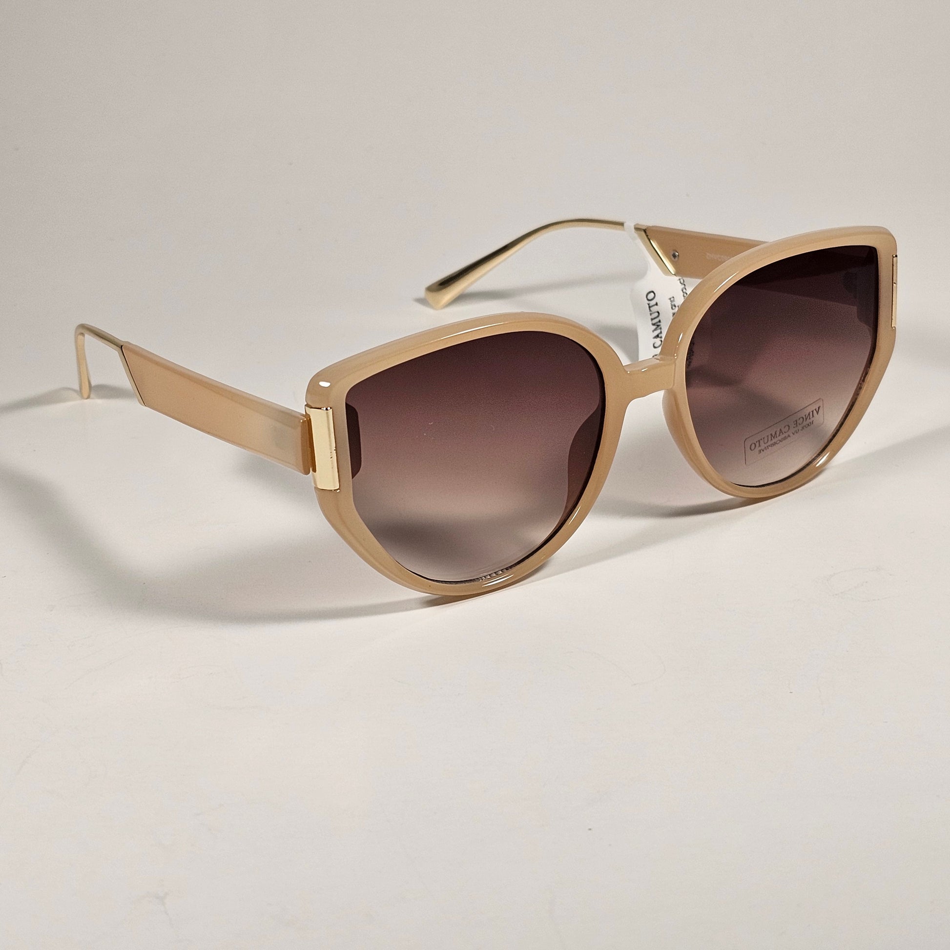 Vince Camuto VC1225 ND Cat Eye Cutoff Sunglasses Nude Gold Frame Brown Gradient Lens - Sunglasses