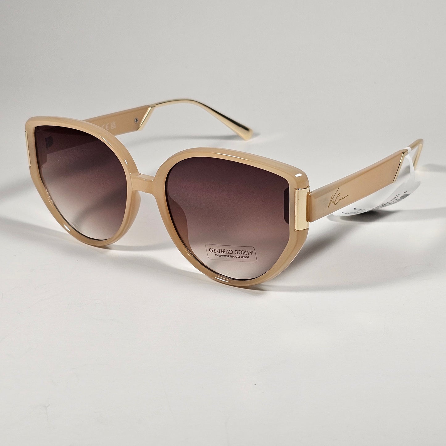 Vince Camuto VC1225 ND Cat Eye Cutoff Sunglasses Nude Gold Frame Brown Gradient Lens - Sunglasses