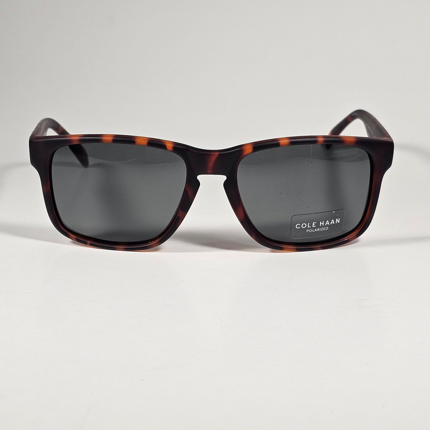 Cole Haan CH8035 215 Polarized Rectangle Sunglasses Matte Brown Tortoise Gray Green Lens - Sunglasses