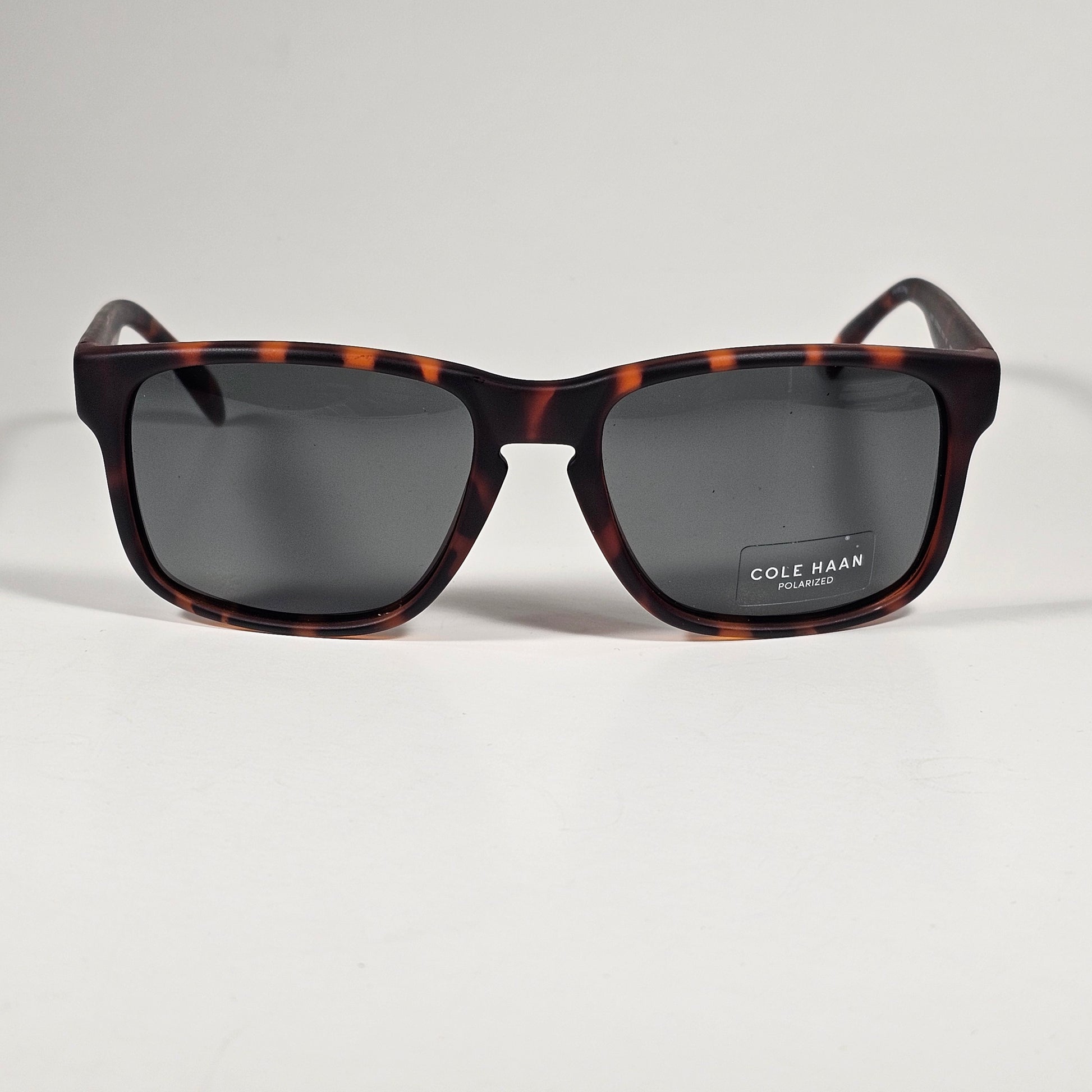 Cole Haan CH8035 215 Polarized Rectangle Sunglasses Matte Brown Tortoise Gray Green Lens - Sunglasses