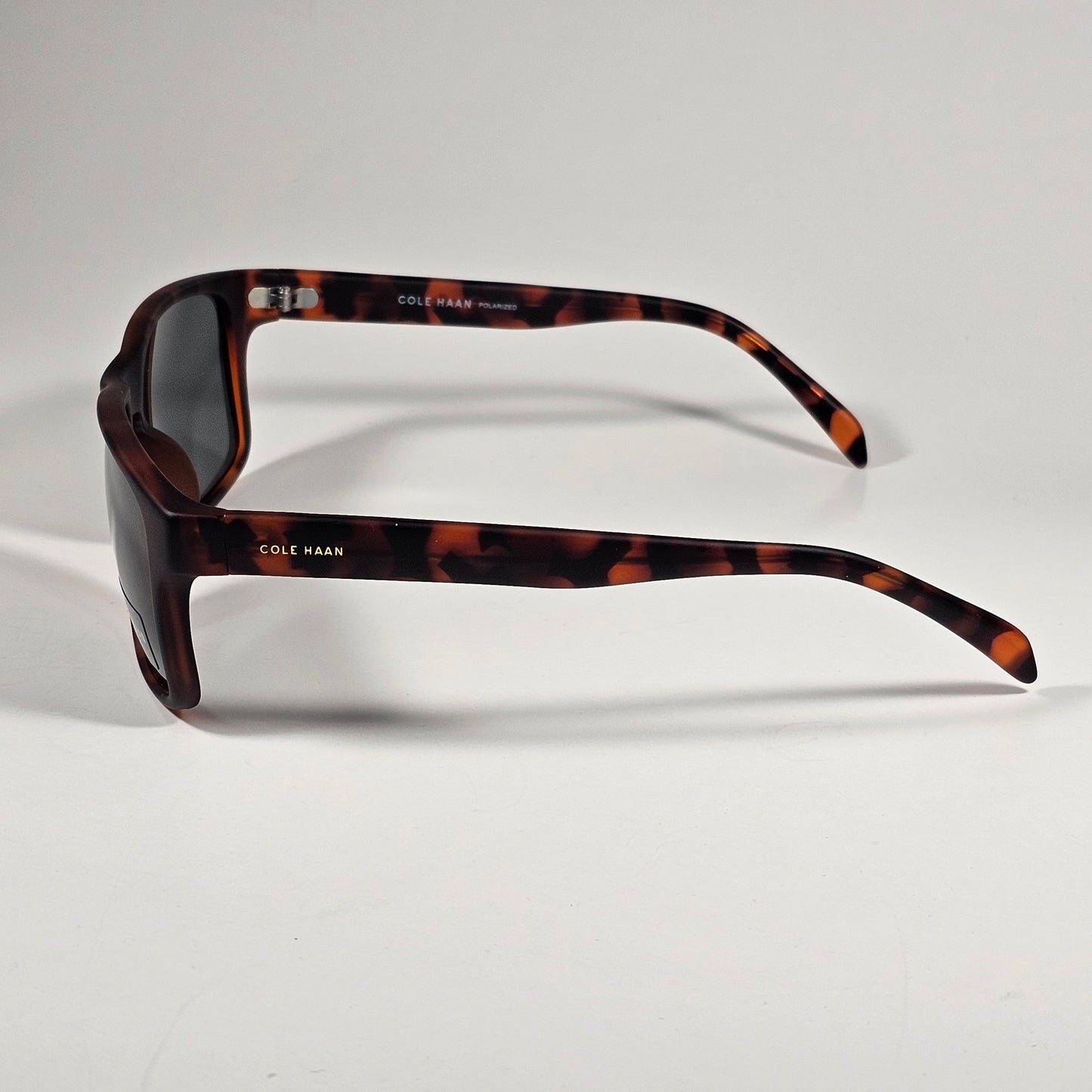 Cole Haan CH8035 215 Polarized Rectangle Sunglasses Matte Brown Tortoise Gray Green Lens - Sunglasses