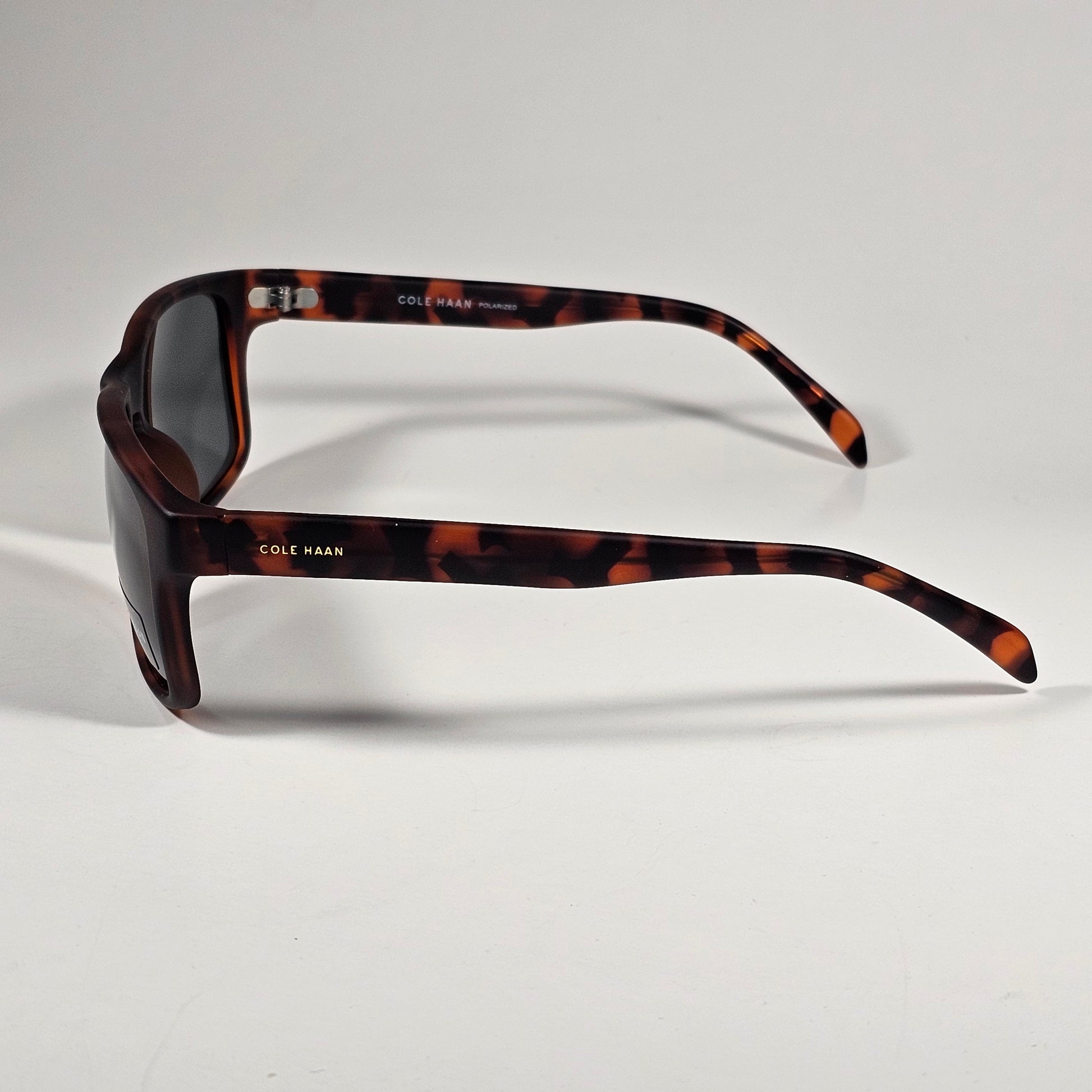 Cole Haan CH8035 215 Polarized Rectangle Sunglasses Matte Brown Tortoise Gray Green Lens - Sunglasses