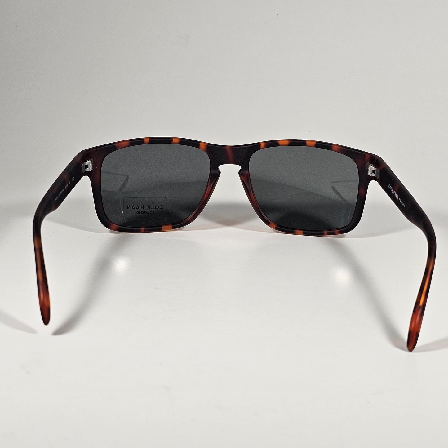 Cole Haan CH8035 215 Polarized Rectangle Sunglasses Matte Brown Tortoise Gray Green Lens - Sunglasses