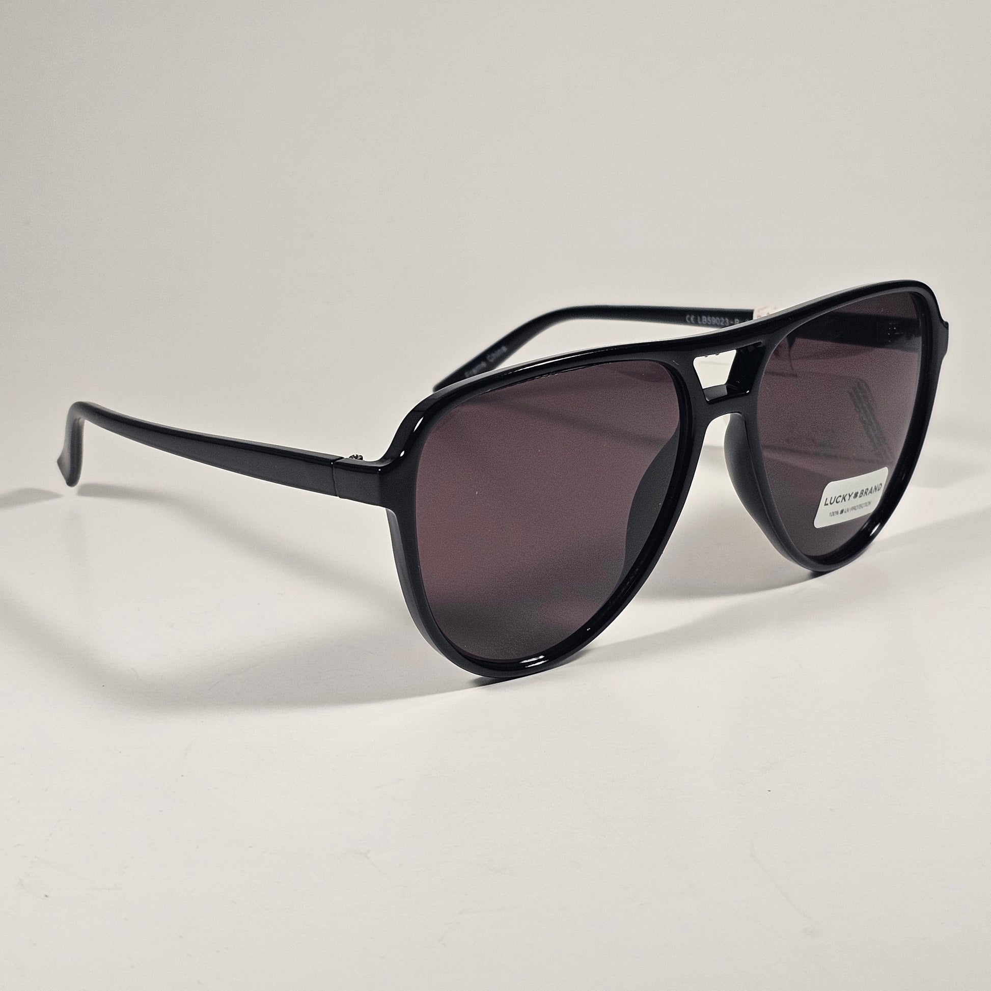 Lucky Brand LB59023 B S Turbo Aviator Sunglasses Black Frame Gray Brown Lens - Sunglasses